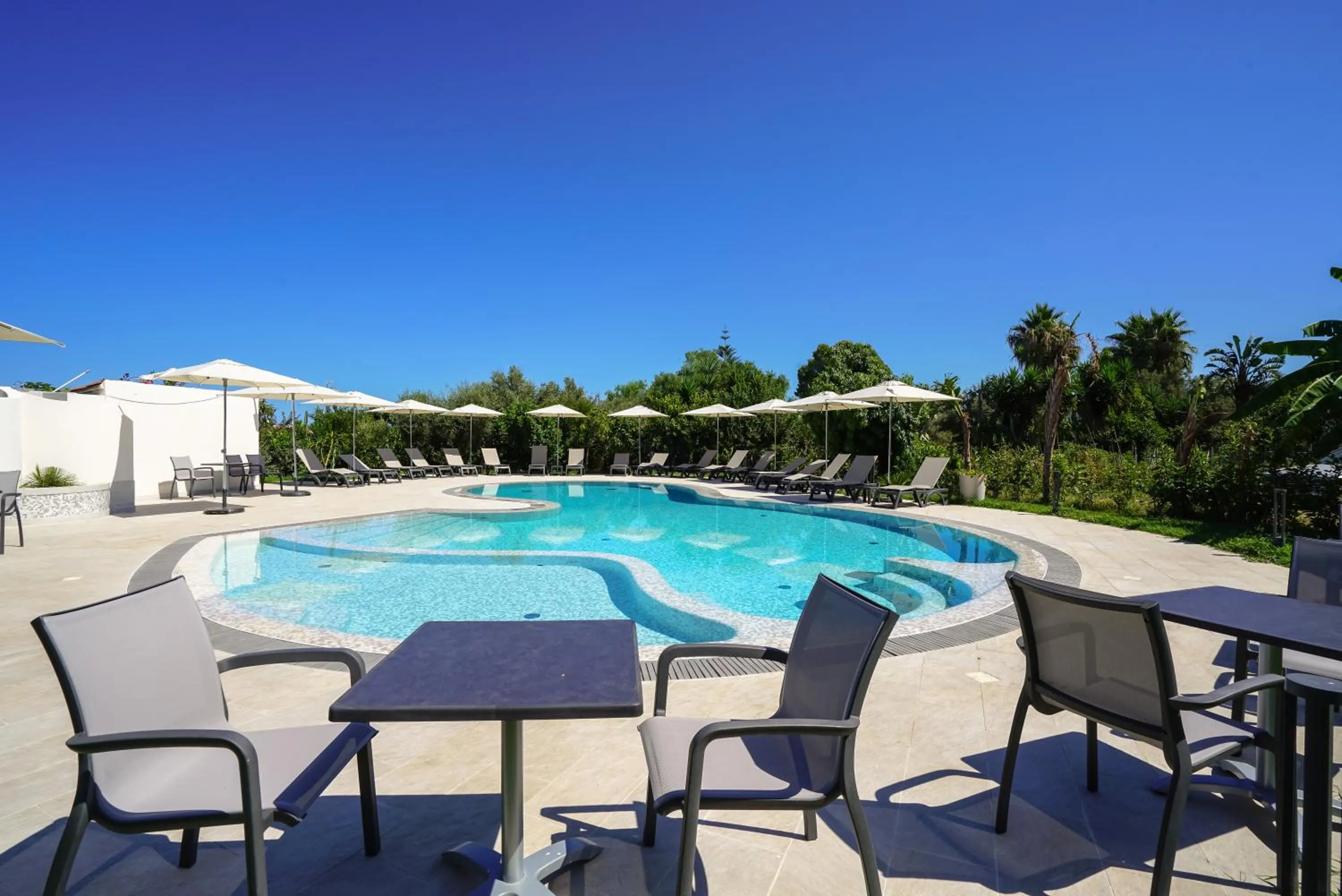 Pool view in Europa rooms and restaurant