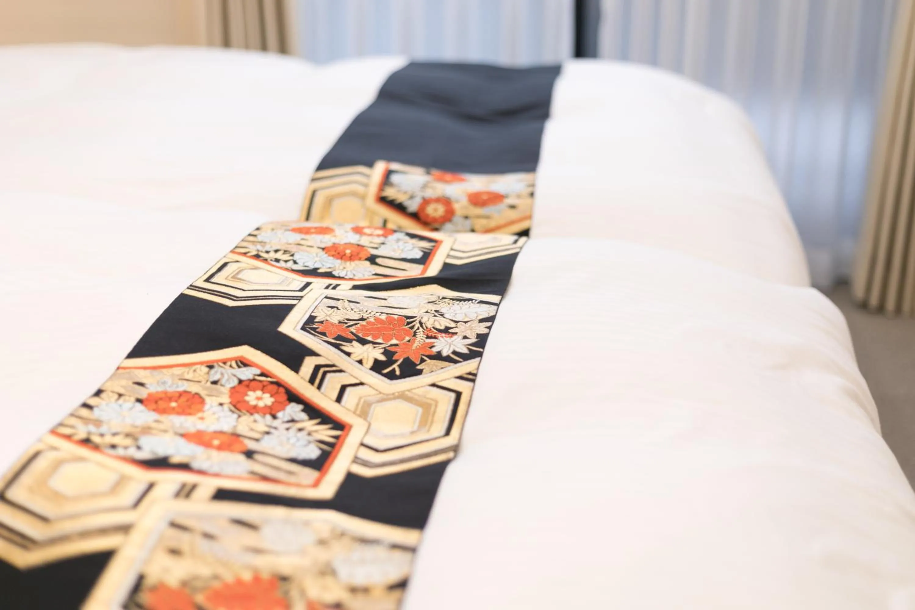 Decorative detail, Bed in Stay SAKURA Kyoto Nijo Rikyu