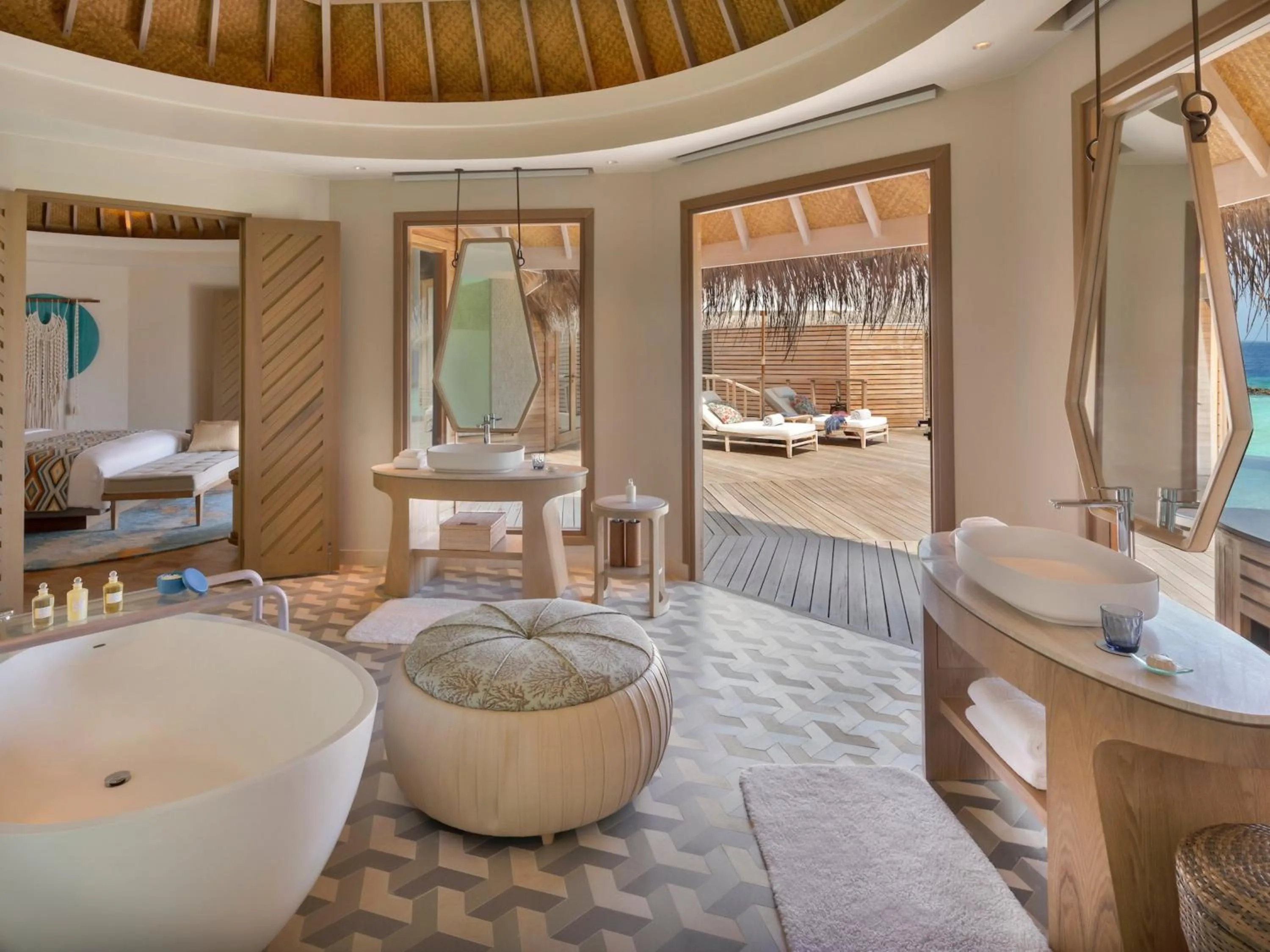Bathroom, Bed in The Nautilus Maldives