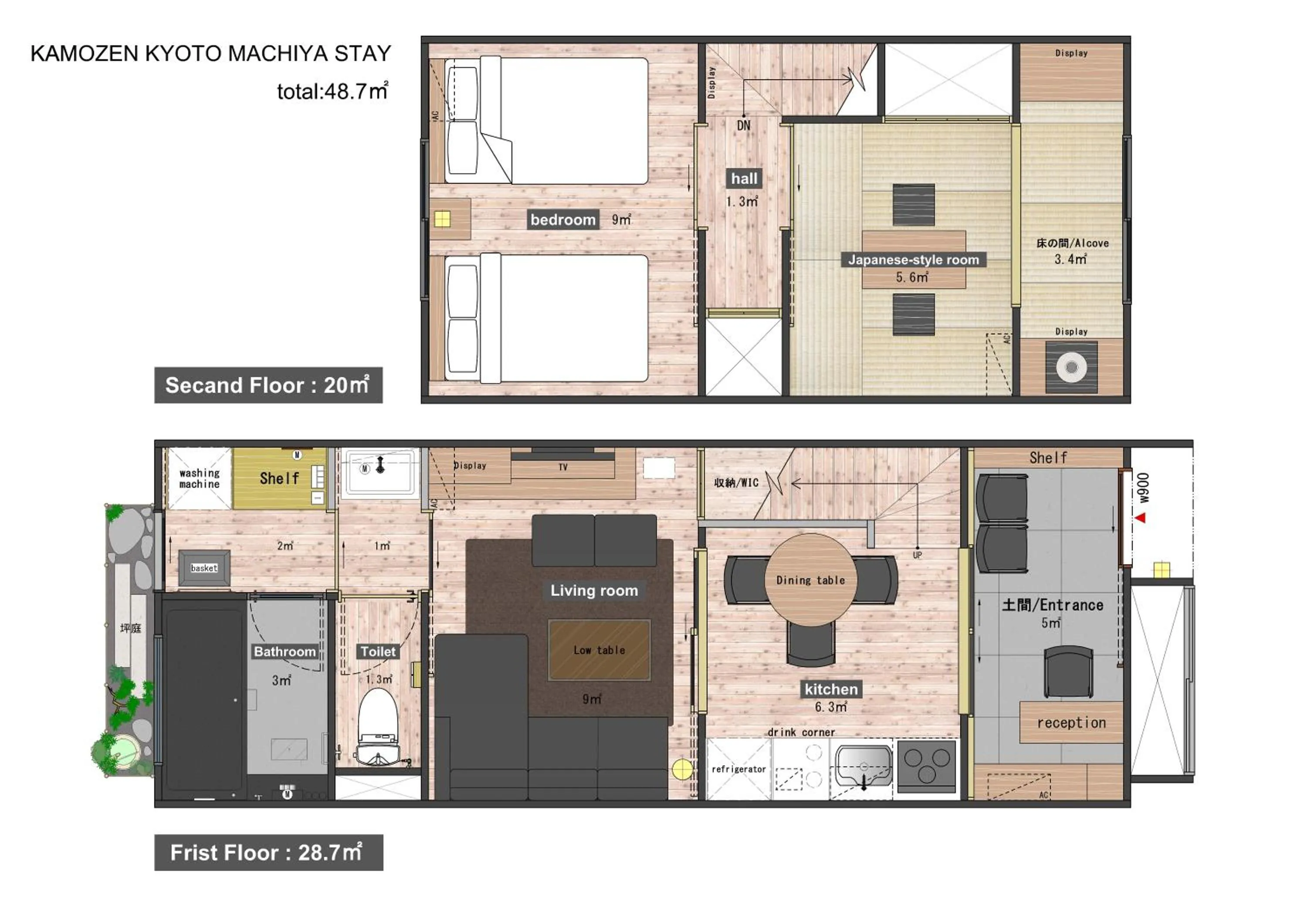 Floor plan in Kamozen Kyoto Machiya Stay