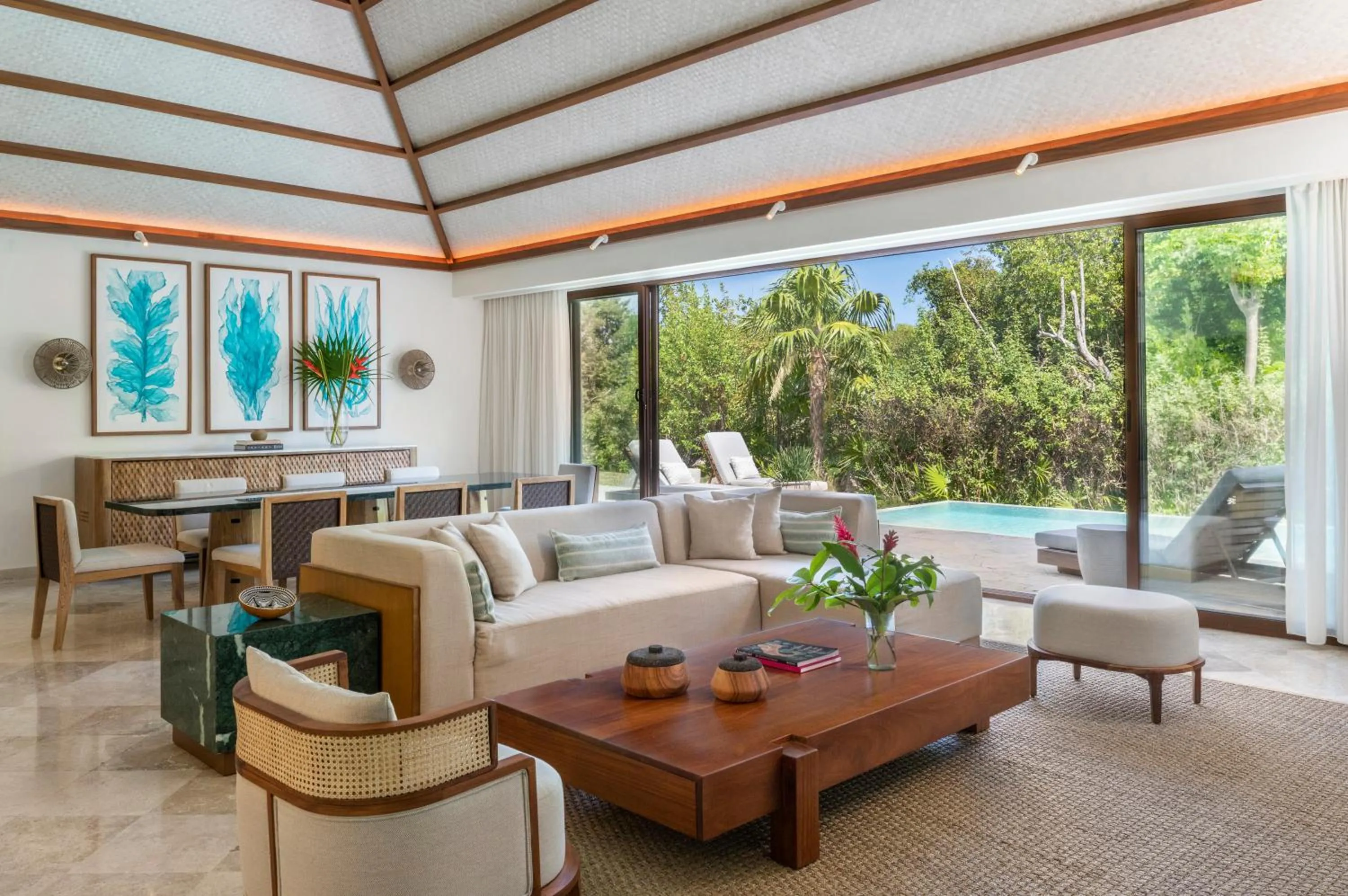 Living room in Fairmont Mayakoba