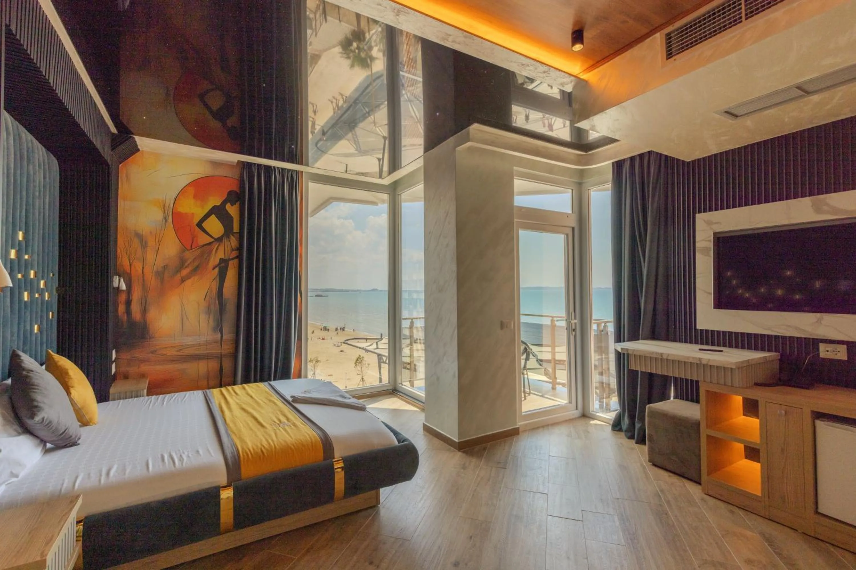Bed in Vila One Beach Hotel