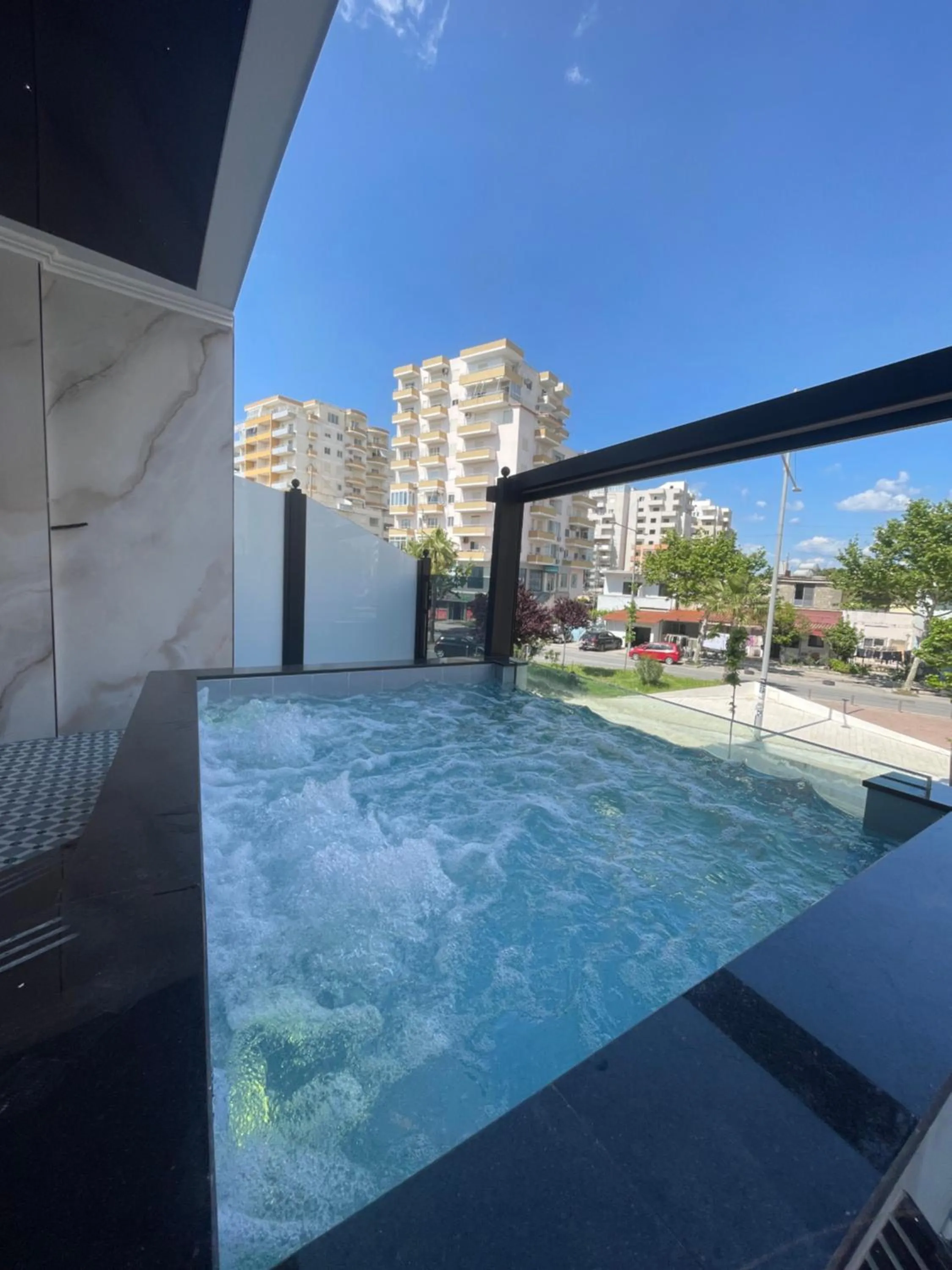 Pool view in Vila One Beach Hotel