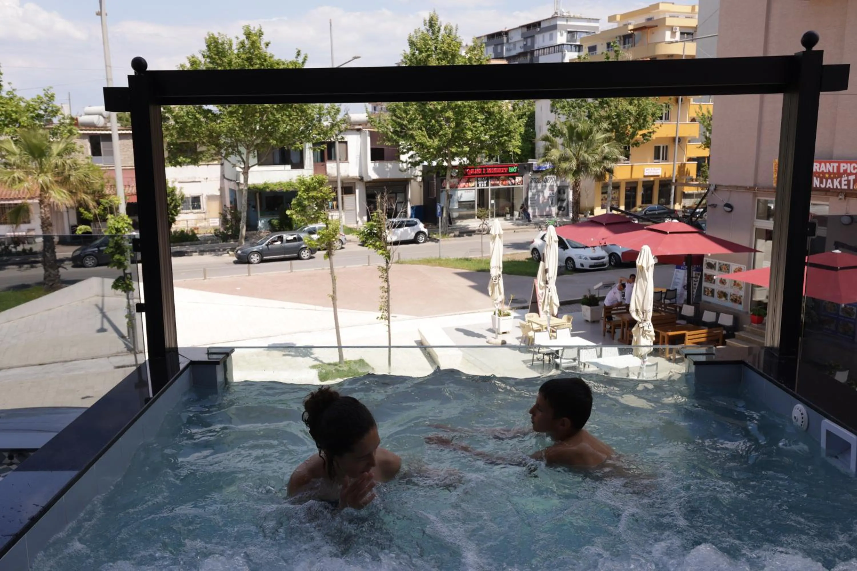 Pool view in Vila One Beach Hotel