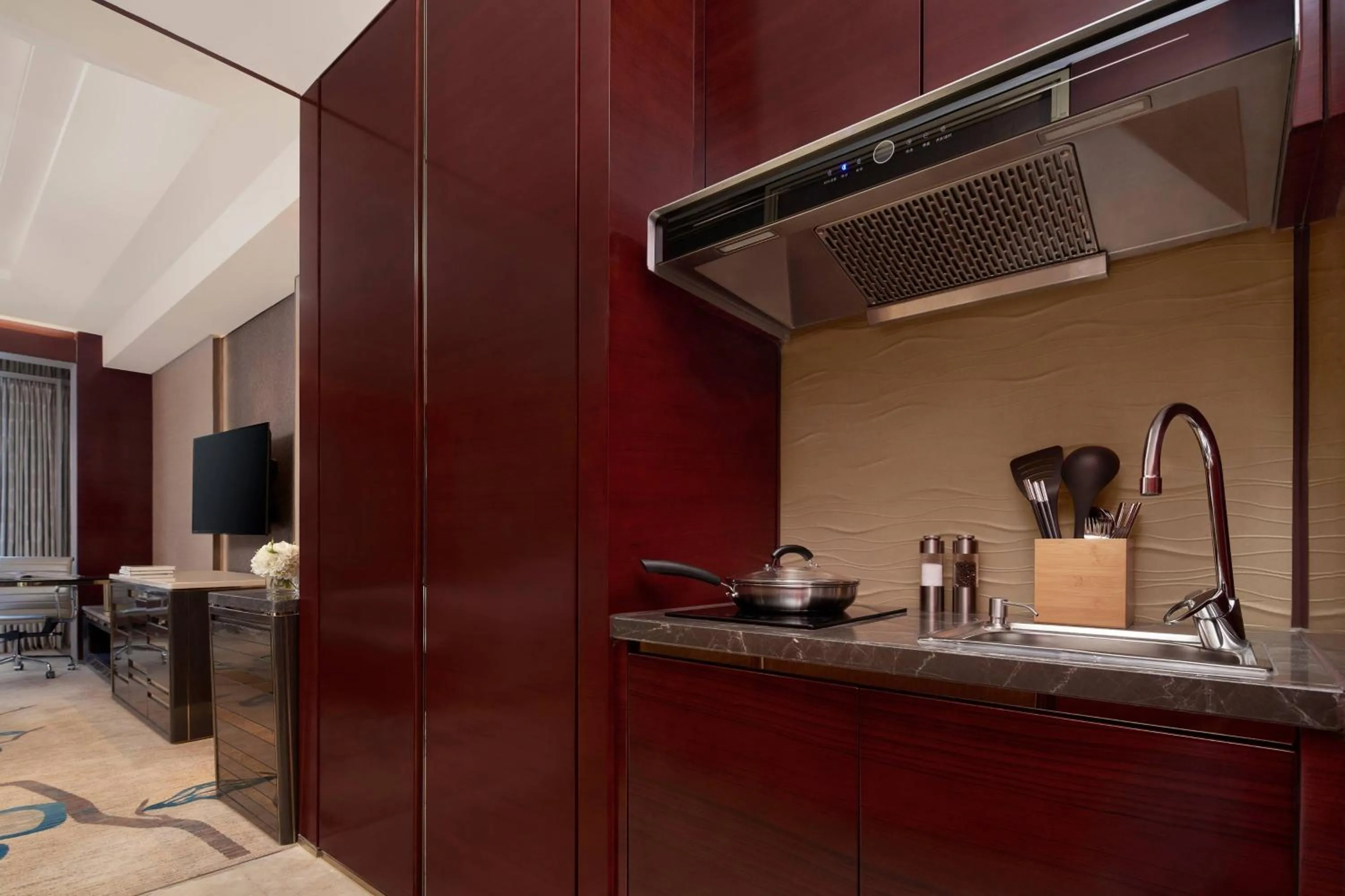 Kitchen or kitchenette in The International Trade City, Yiwu - Marriott Executive Apartments