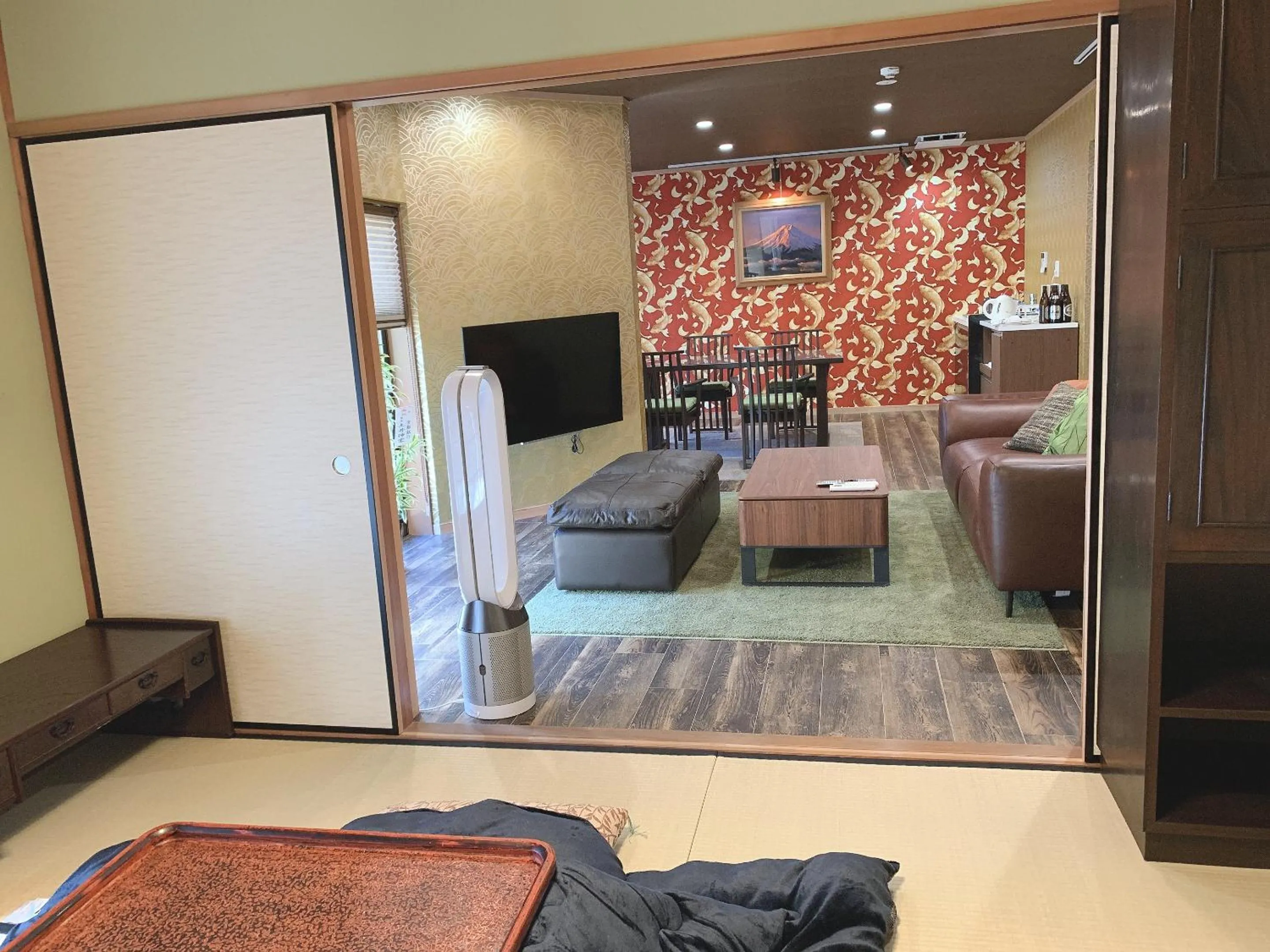 Living room, Bed in Kyoto Ryokan Gion Sano