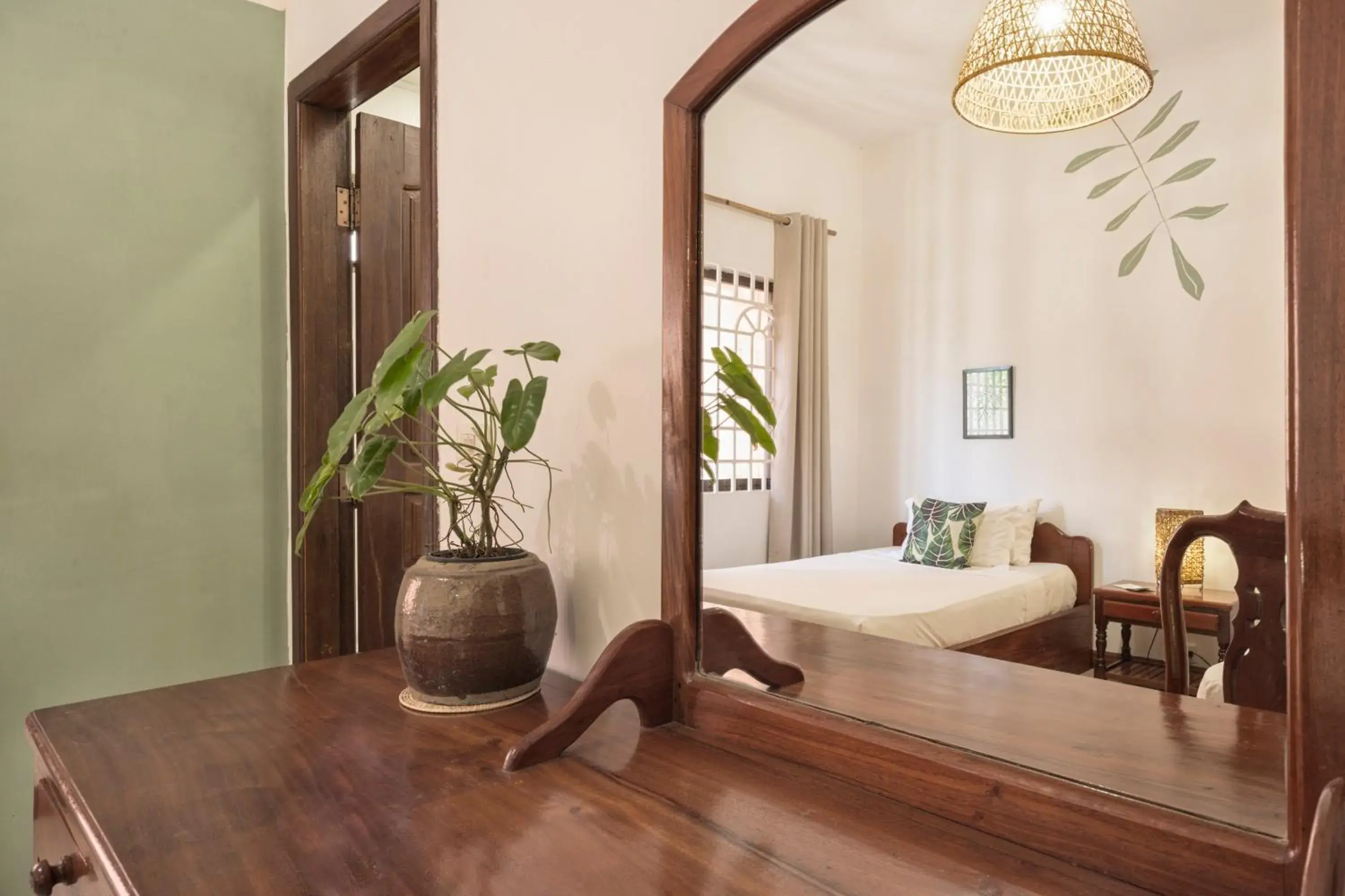 Decorative detail, Bed in Babel Siem Reap Guesthouse Decorative detail, Bed in Babel Siem Reap Guesthouse