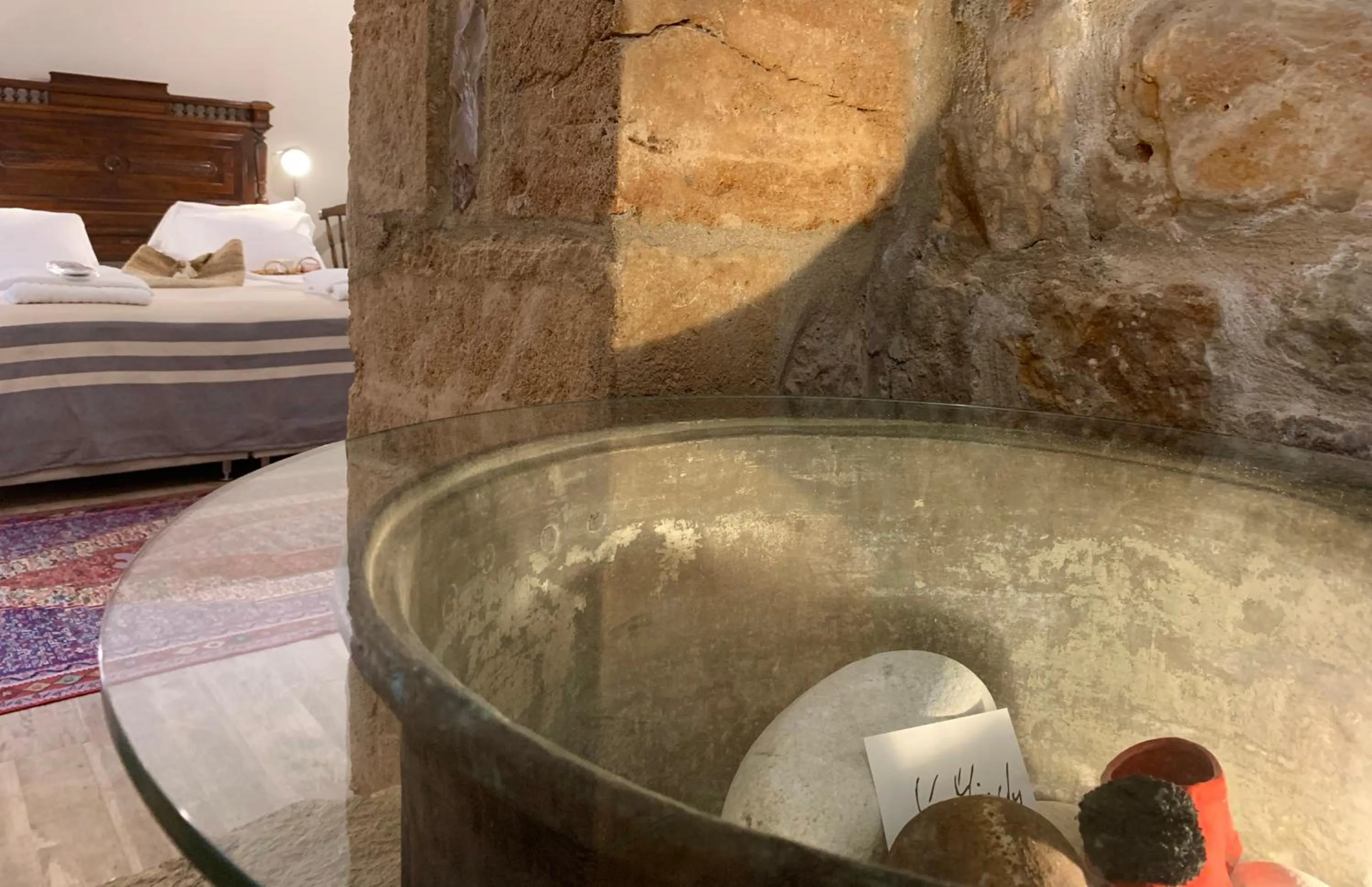 Decorative detail, Bed in Villa Vager Mani Hotel