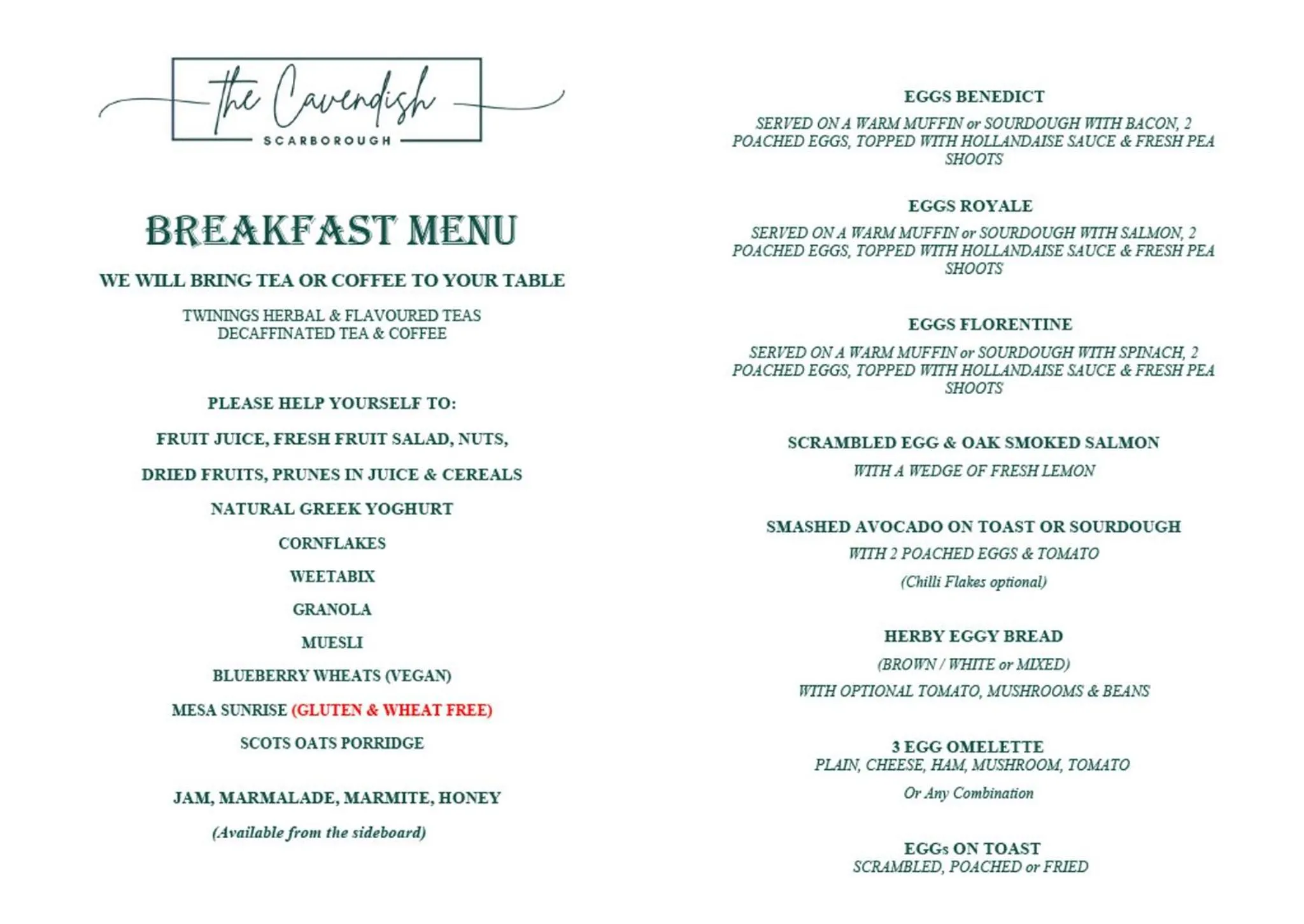 Breakfast in The Cavendish