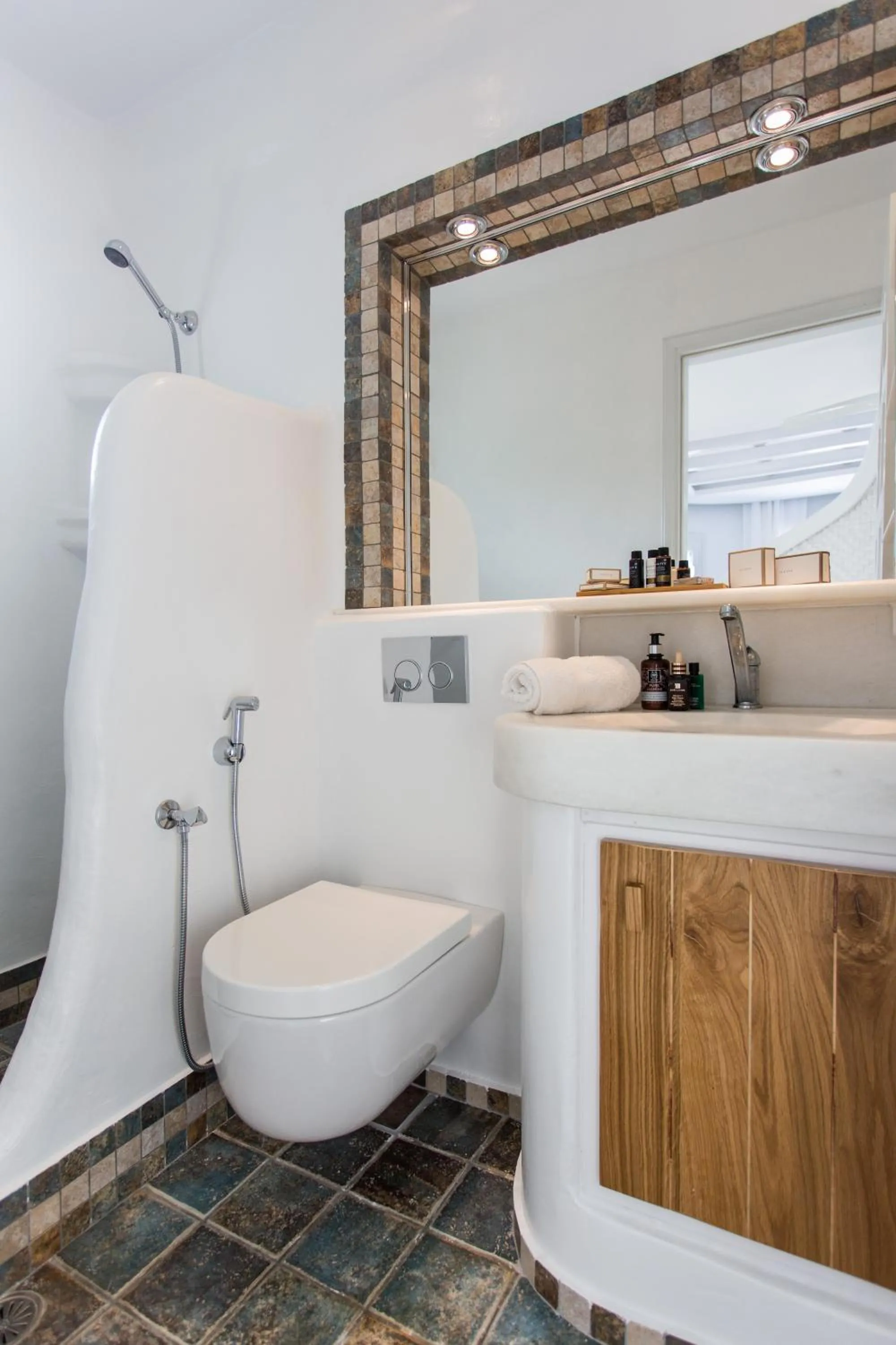 Shower in Naxian Riviera Exclusive Seafront Suites, Junior Suite