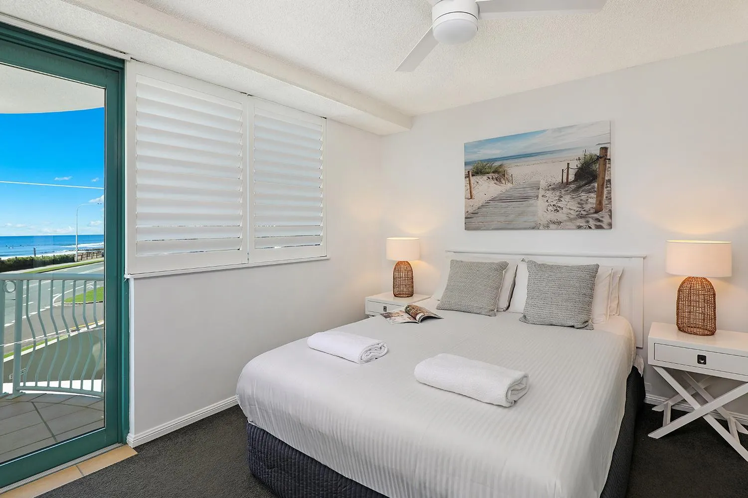 Bedroom, Bed in Grand Palais Boolarong Beachside Apartments