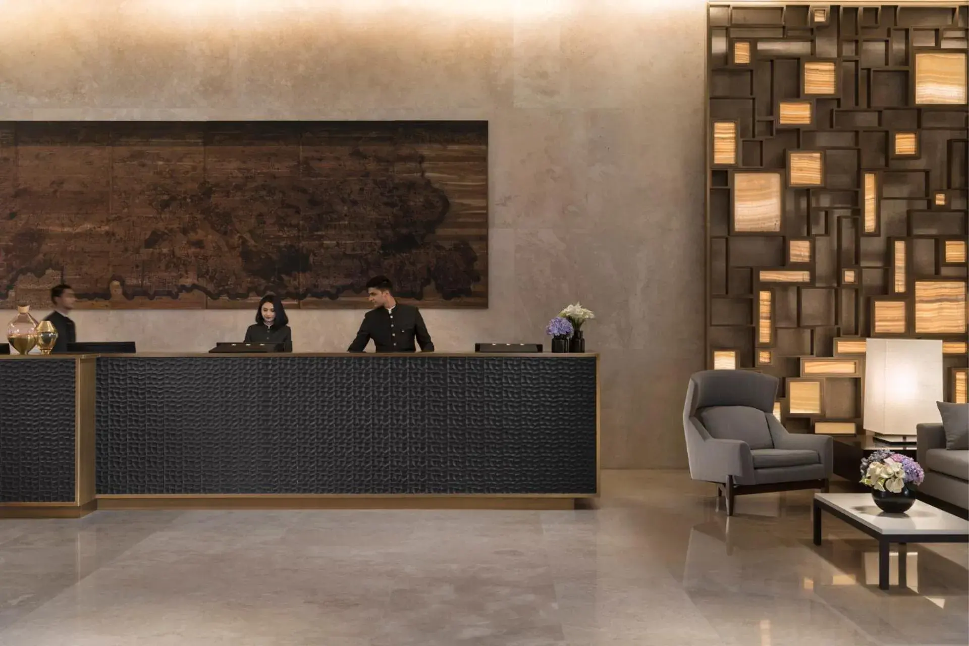 Lobby or reception in Four Seasons Hotel Bengaluru at Embassy ONE Lobby or reception in Four Seasons Hotel Bengaluru at Embassy ONE