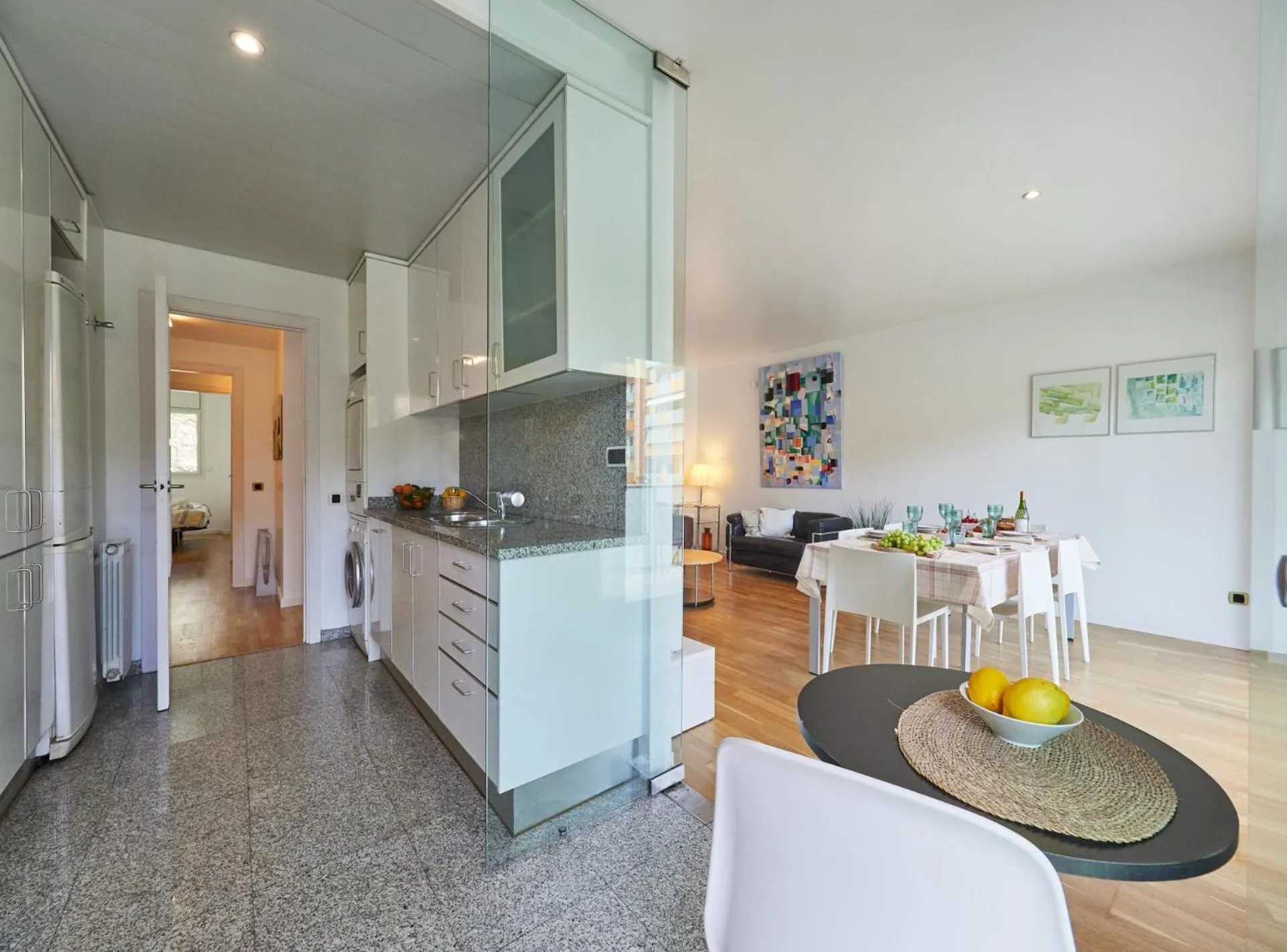 Kitchen or kitchenette in BarcelonaForRent Vila Olimpica Pool Suites
