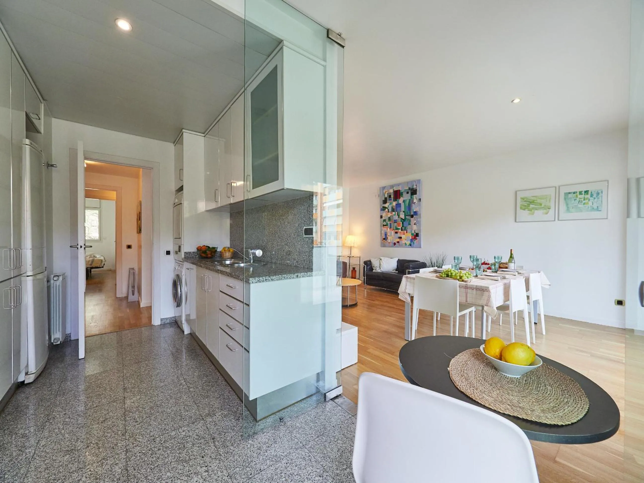 Kitchen or kitchenette in BarcelonaForRent Vila Olimpica Pool Suites