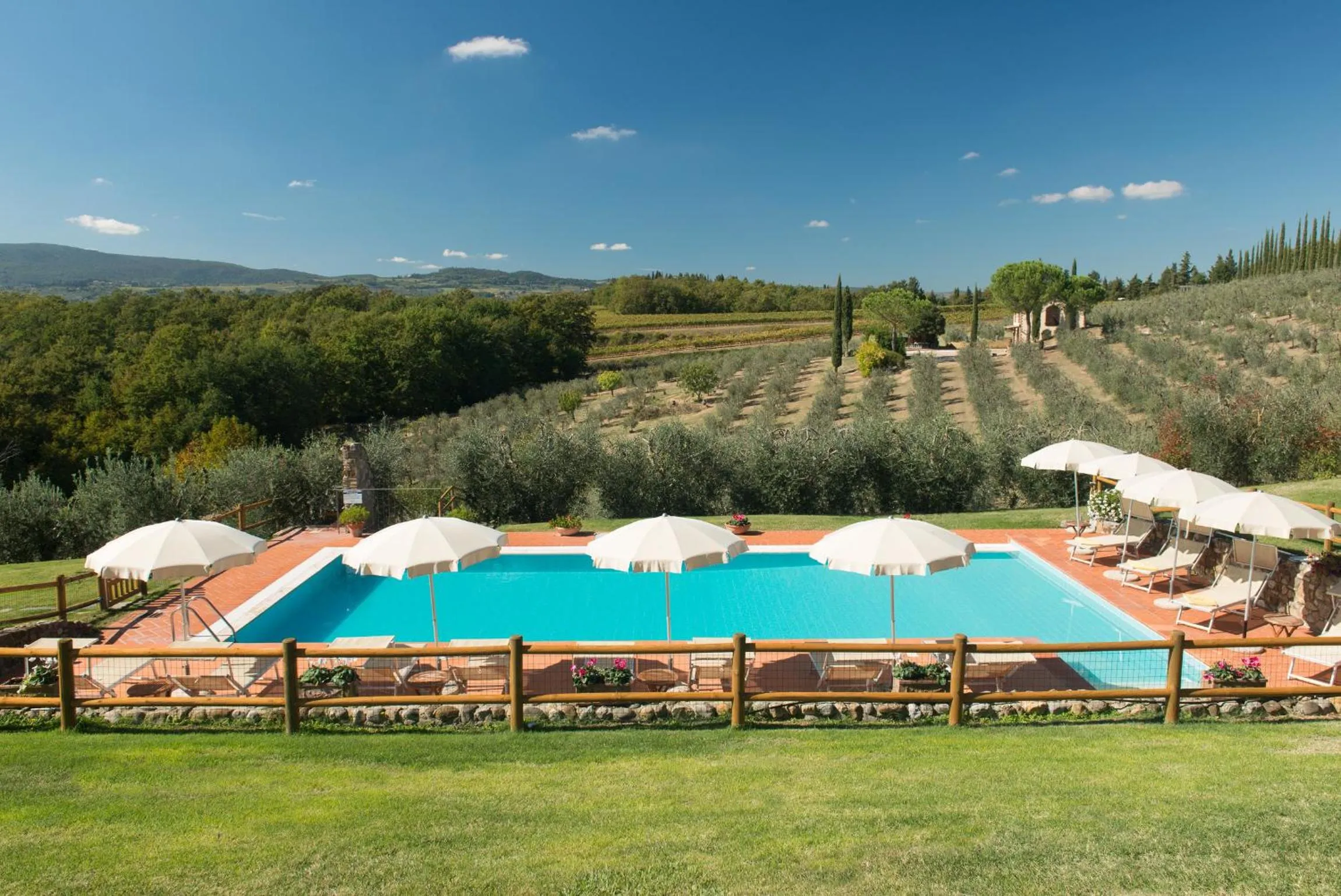 Pool view in Il Coltro