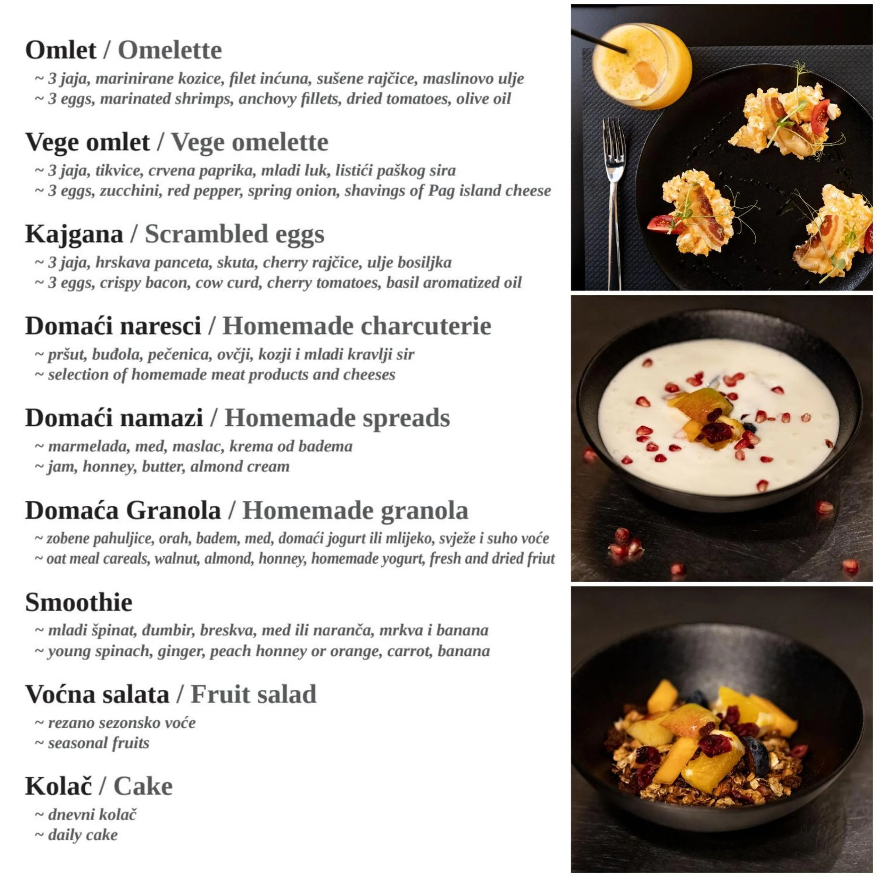 Food and drinks in Boutique rooms Kastel Ismaeli