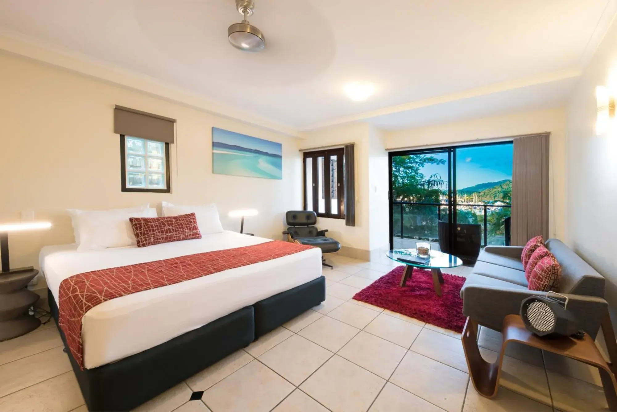 Living room, Bed in at Waterfront Whitsunday Retreat - Adults Only Living room, Bed in at Waterfront Whitsunday Retreat - Adults Only