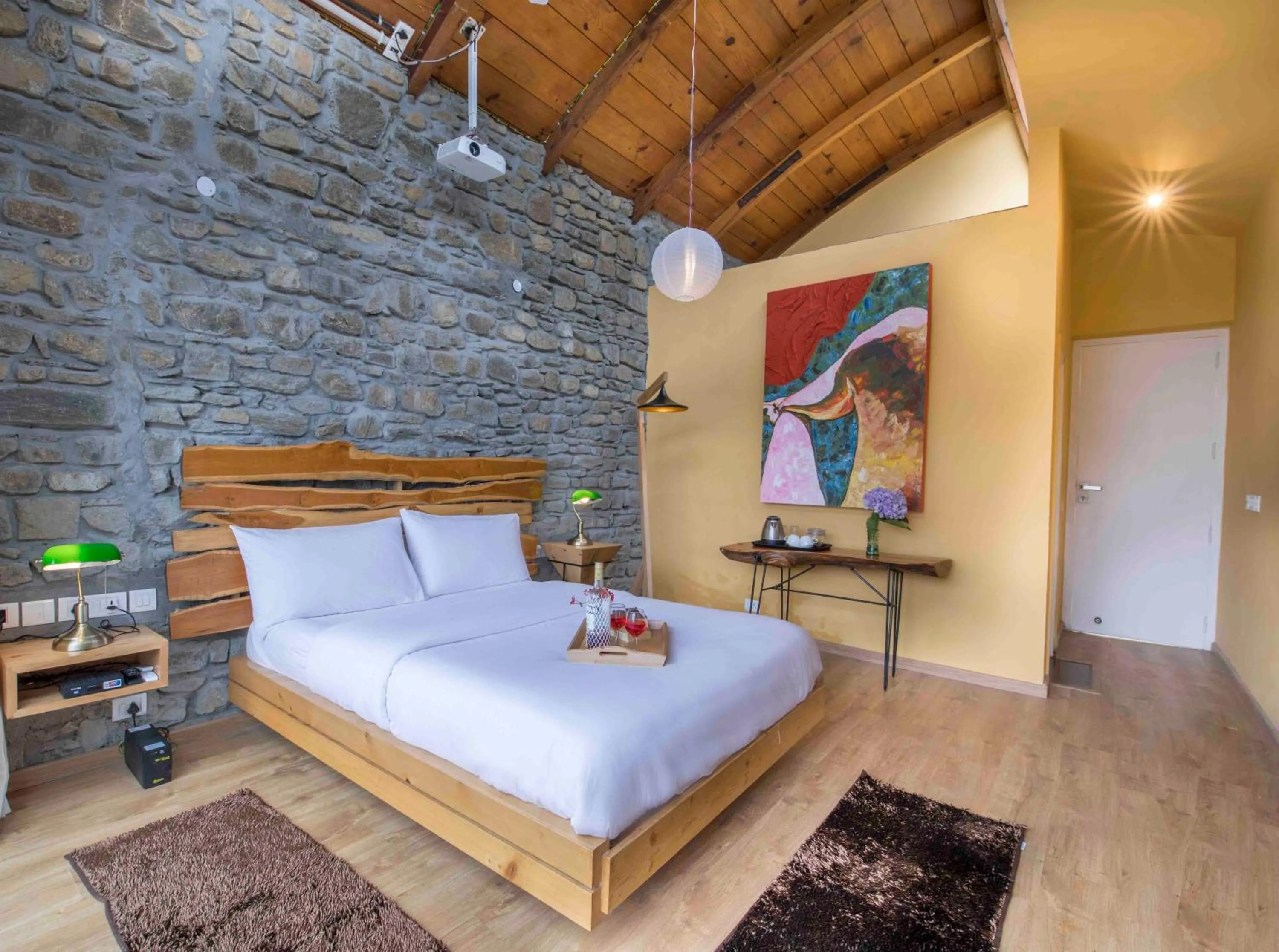 Bedroom, Bed in Seclude Ramgarh Cliff's edge