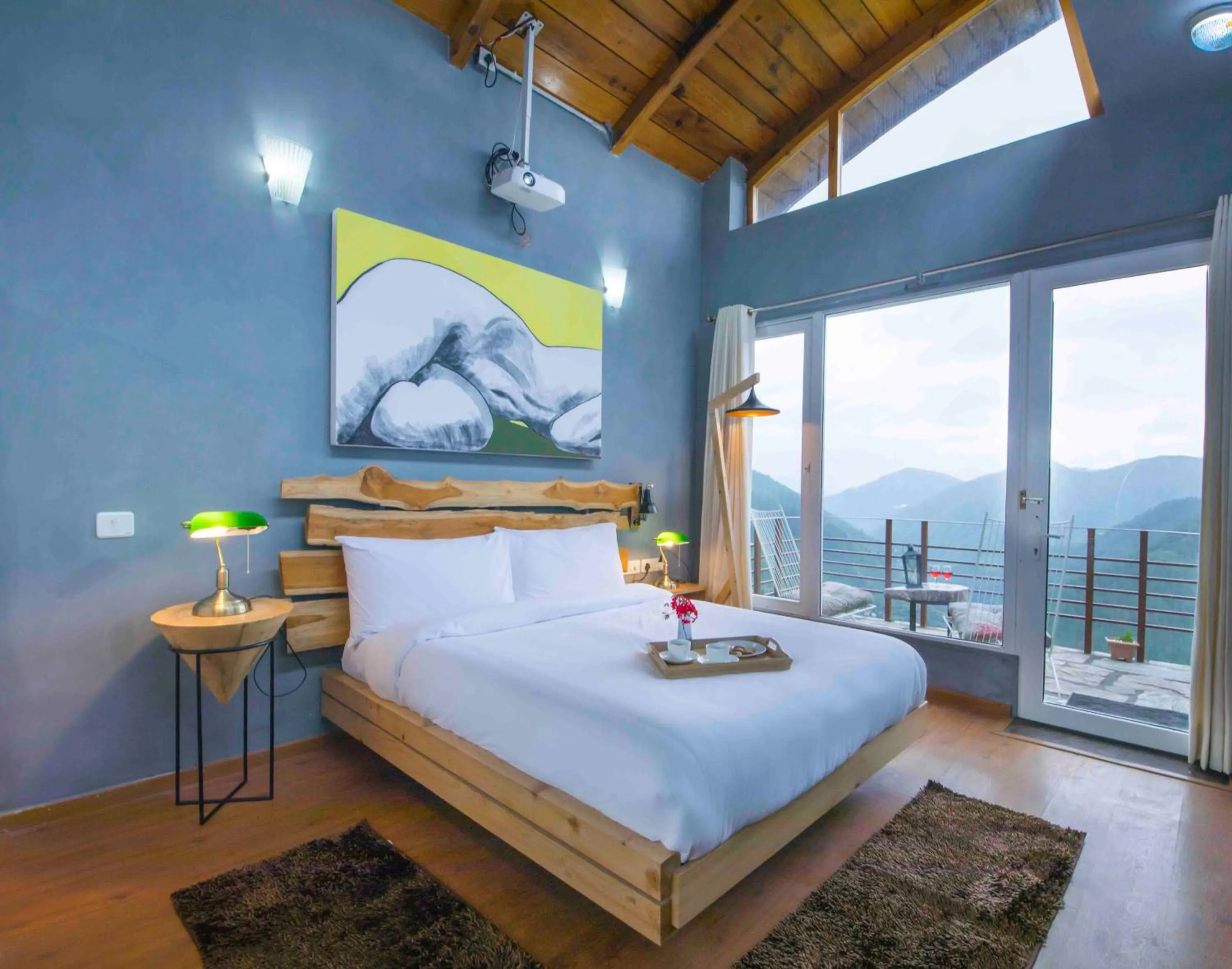 Bedroom, Bed in Seclude Ramgarh Cliff's edge