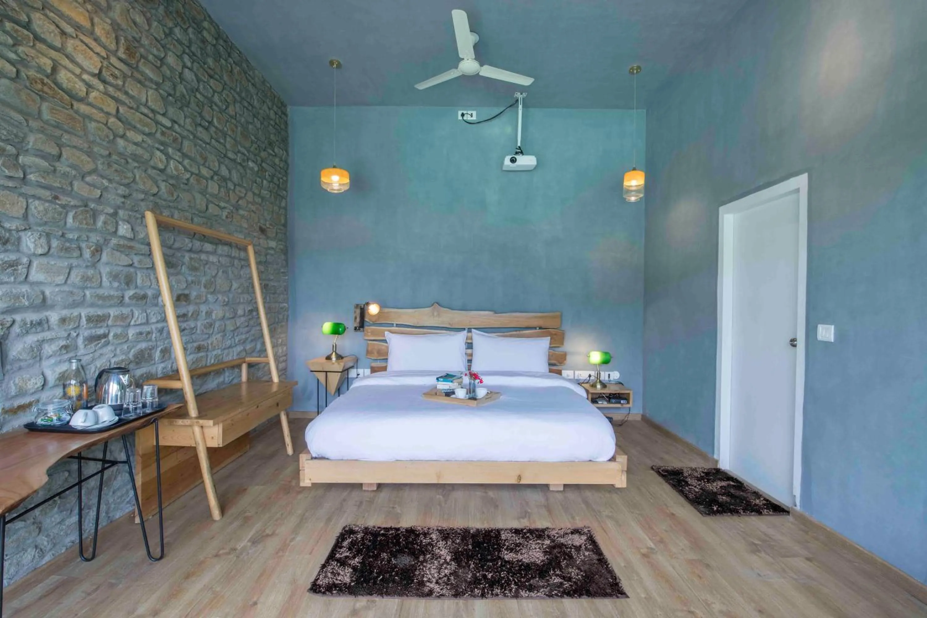 Bedroom, Bed in Seclude Ramgarh Cliff's edge