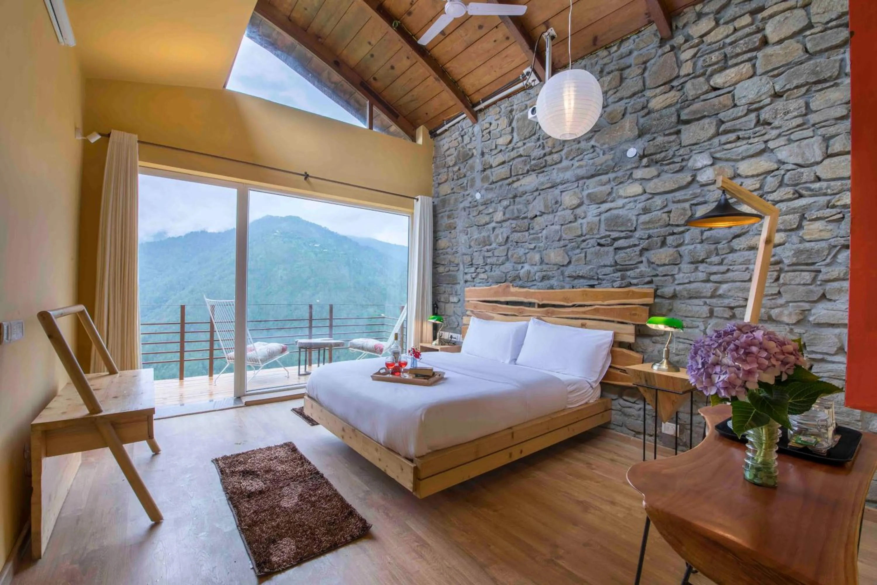 Photo of the whole room, Bed in Seclude Ramgarh Cliff's edge