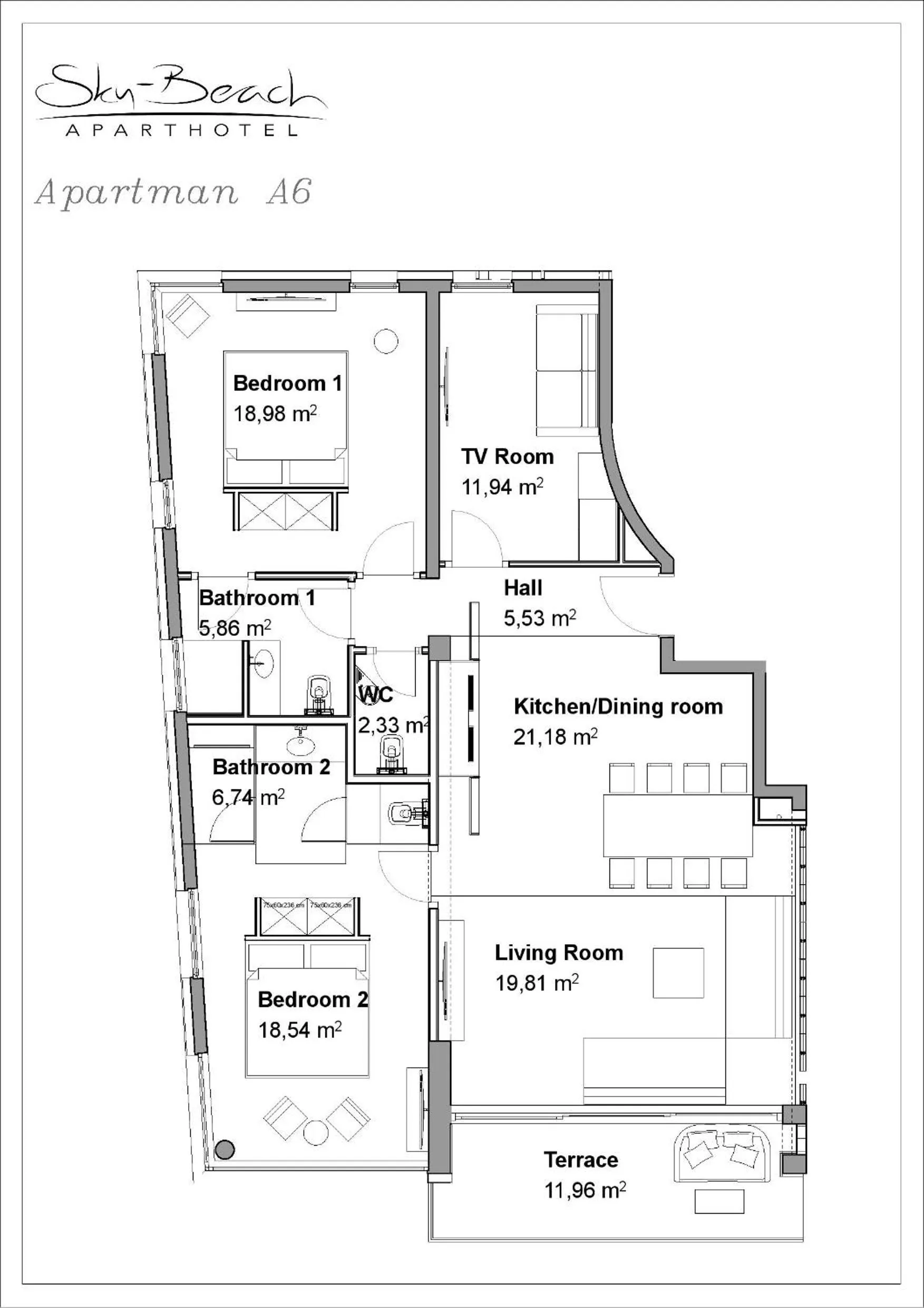 Floor plan in Sky Beach Aparthotel