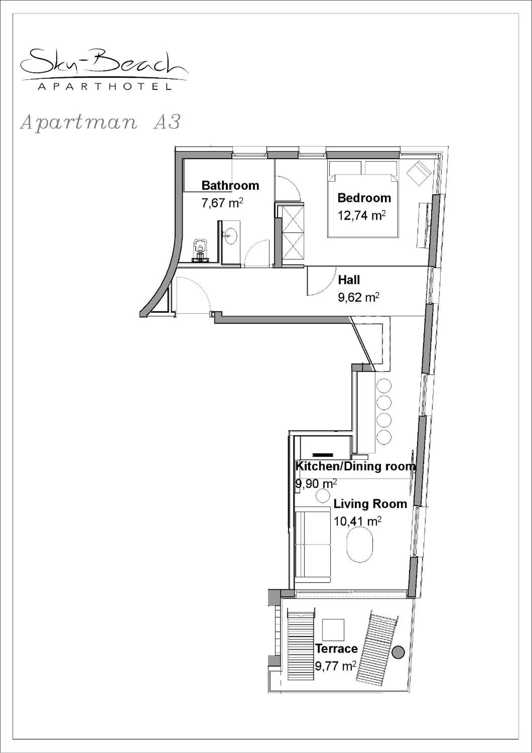 Floor plan in Sky Beach Aparthotel