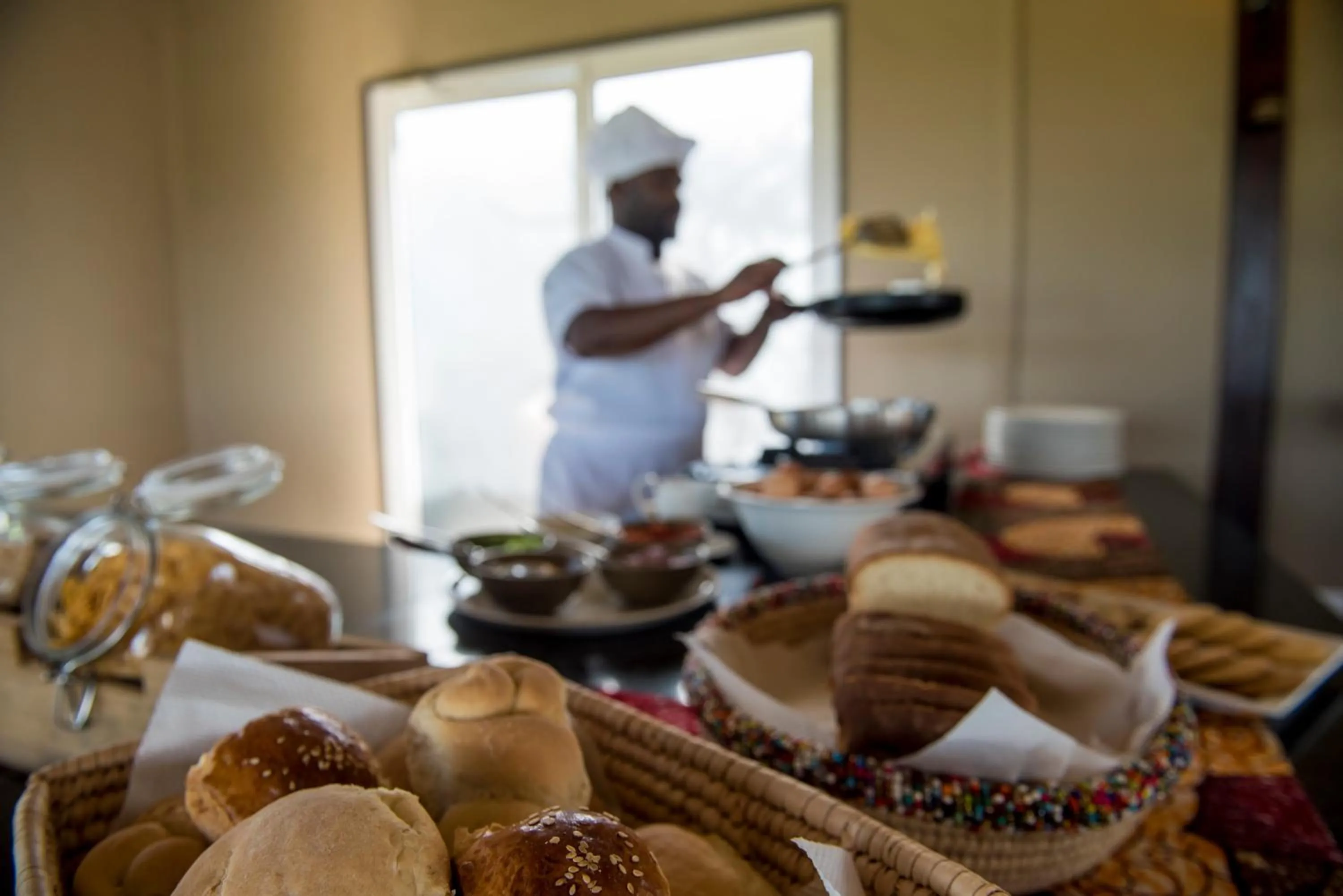 Buffet breakfast in Serengeti Sametu Camp