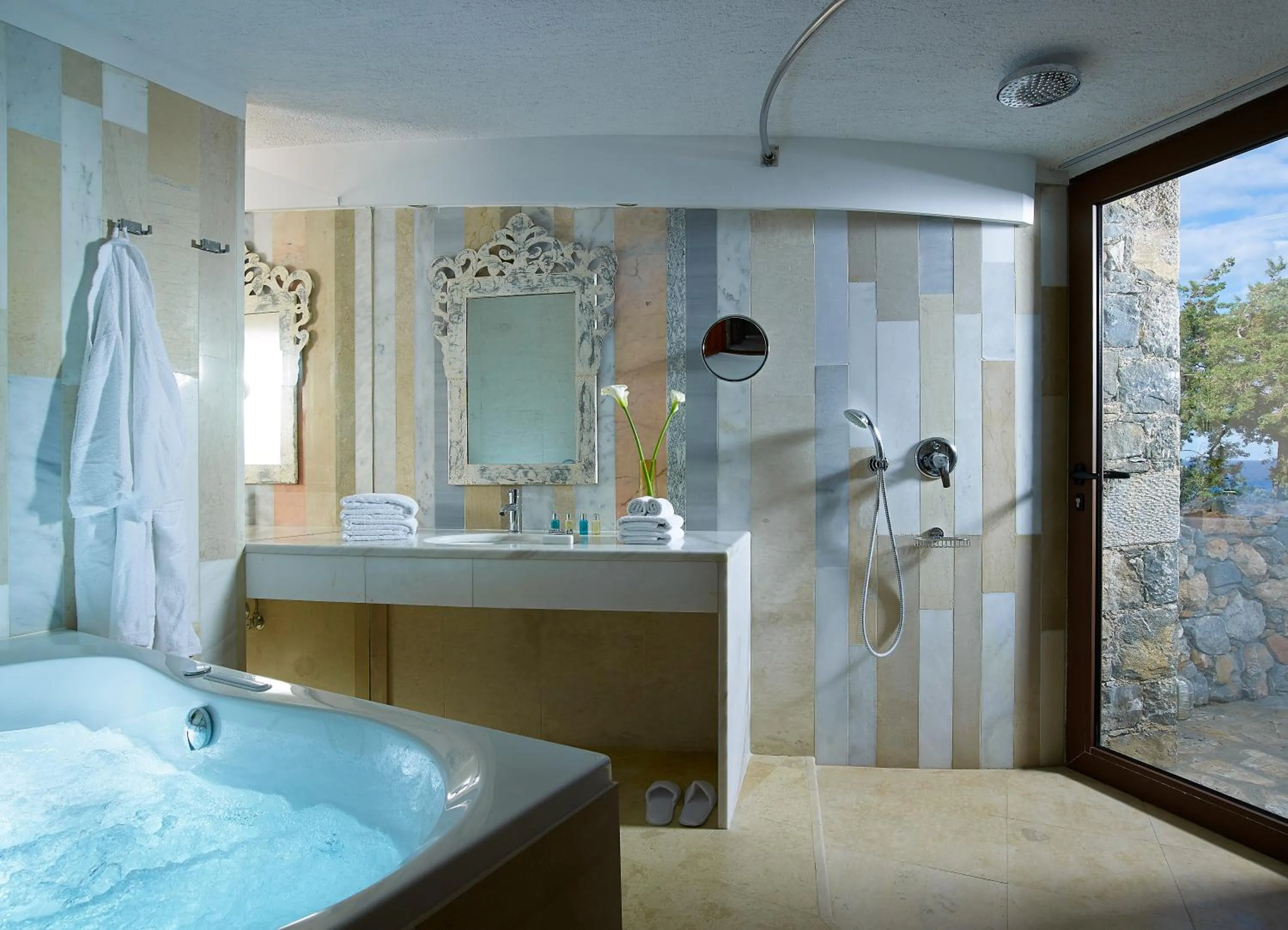 Bathroom, Bed in Thalassa Villas