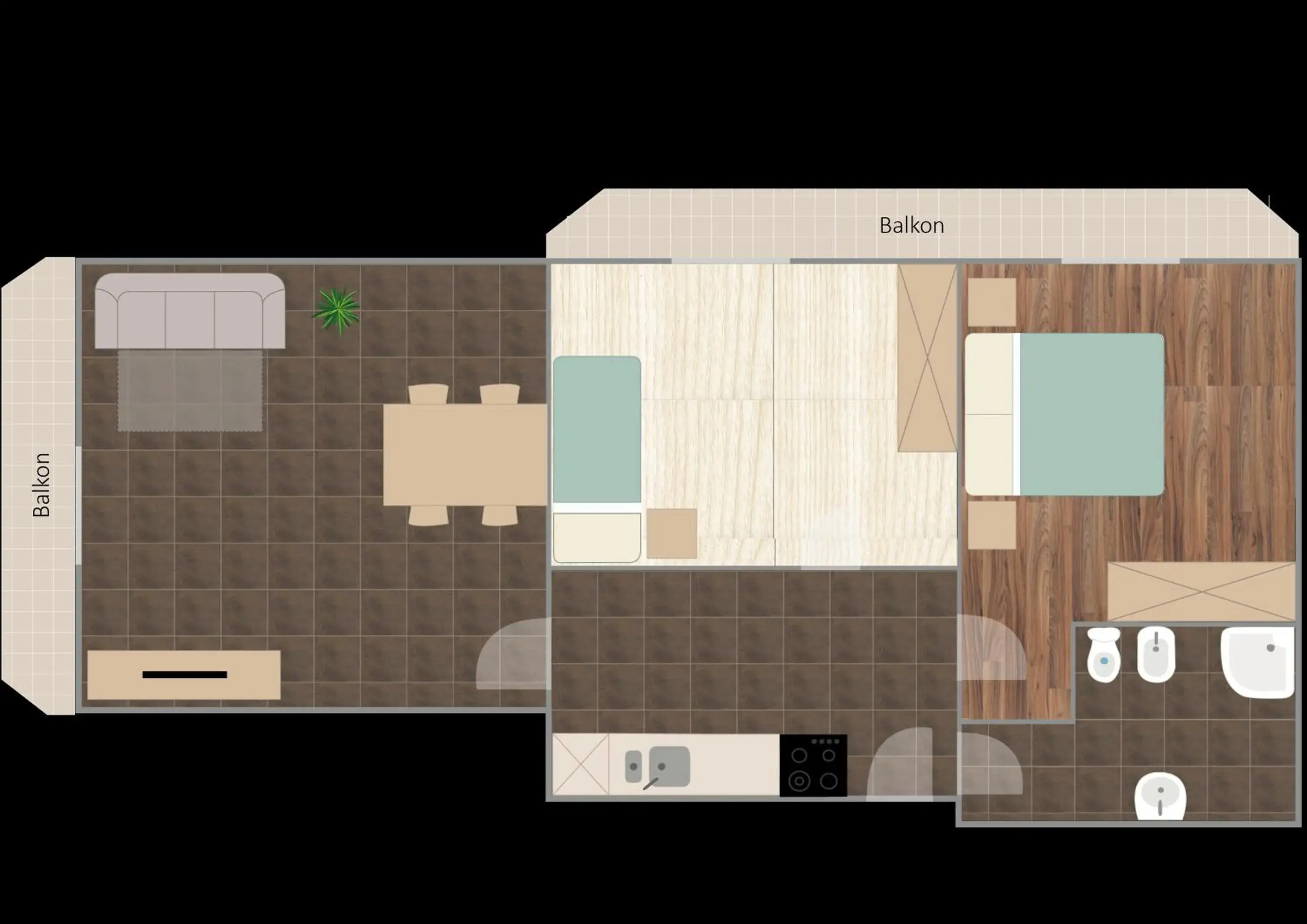 Superior Two-Bedroom Apartment with Balcony in Residence Reinhild Superior Two-Bedroom Apartment with Balcony in Residence Reinhild