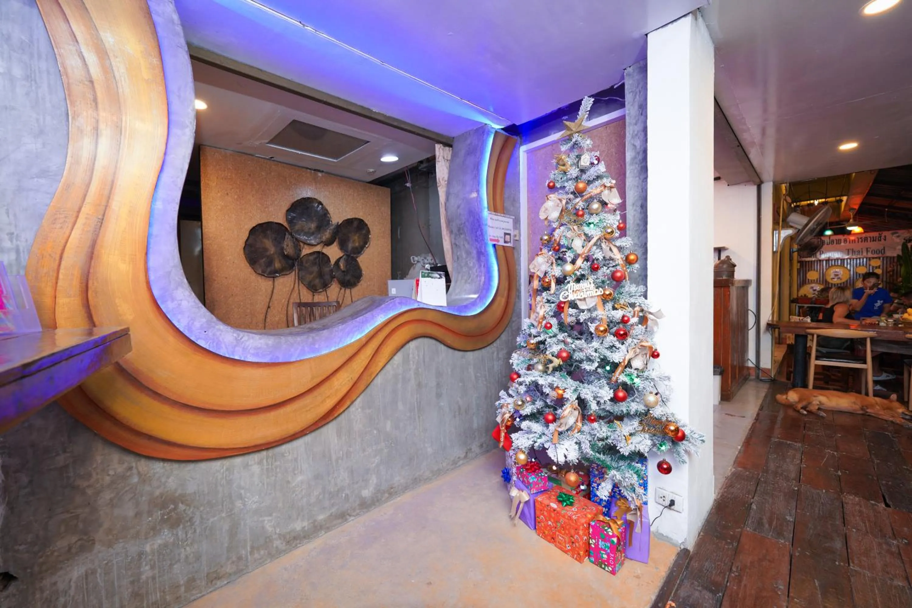 Communal lounge/ TV room in Baan Kamala Backpacker