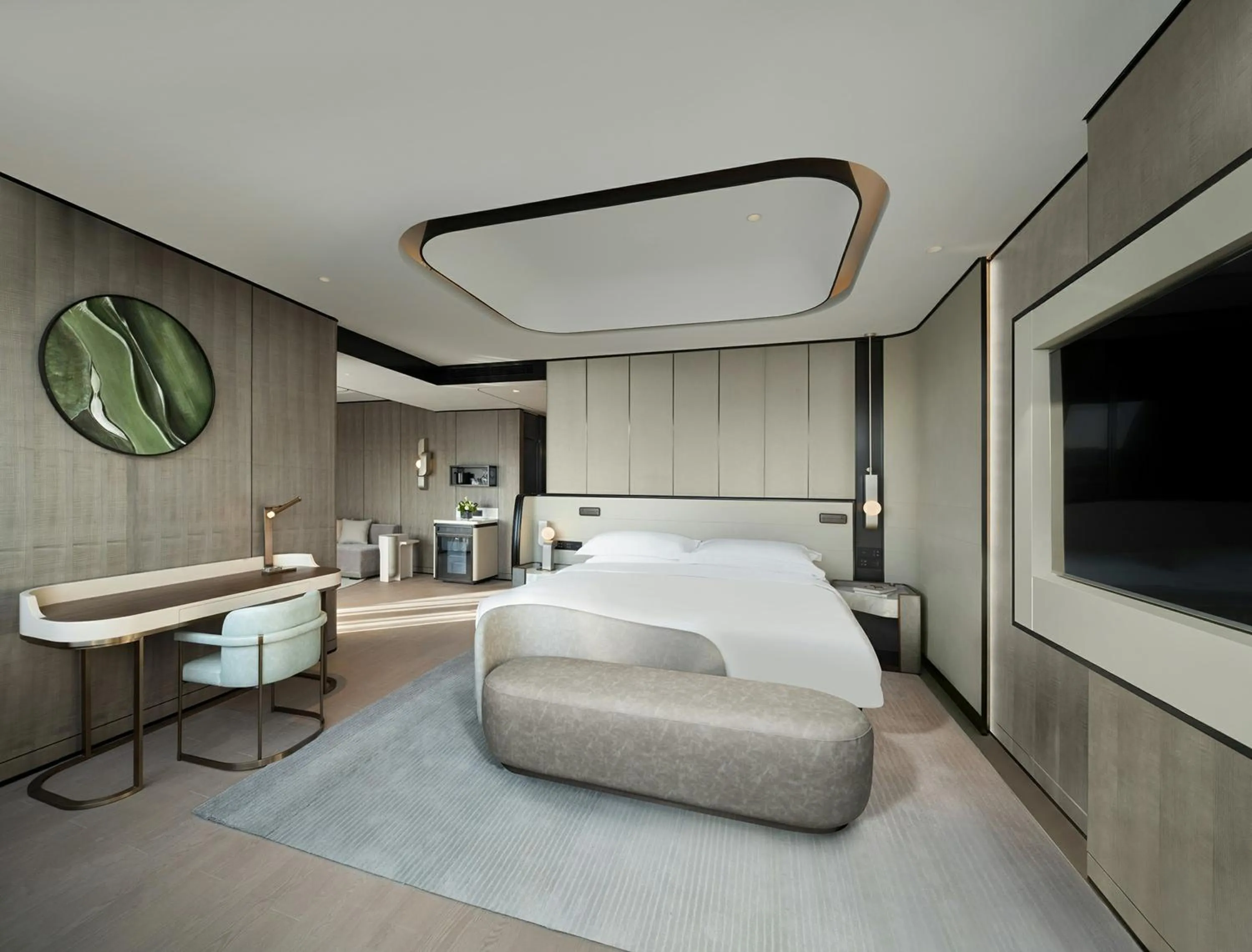 Photo of the whole room, Bed in InterContinental Shanghai Harbour City by IHG