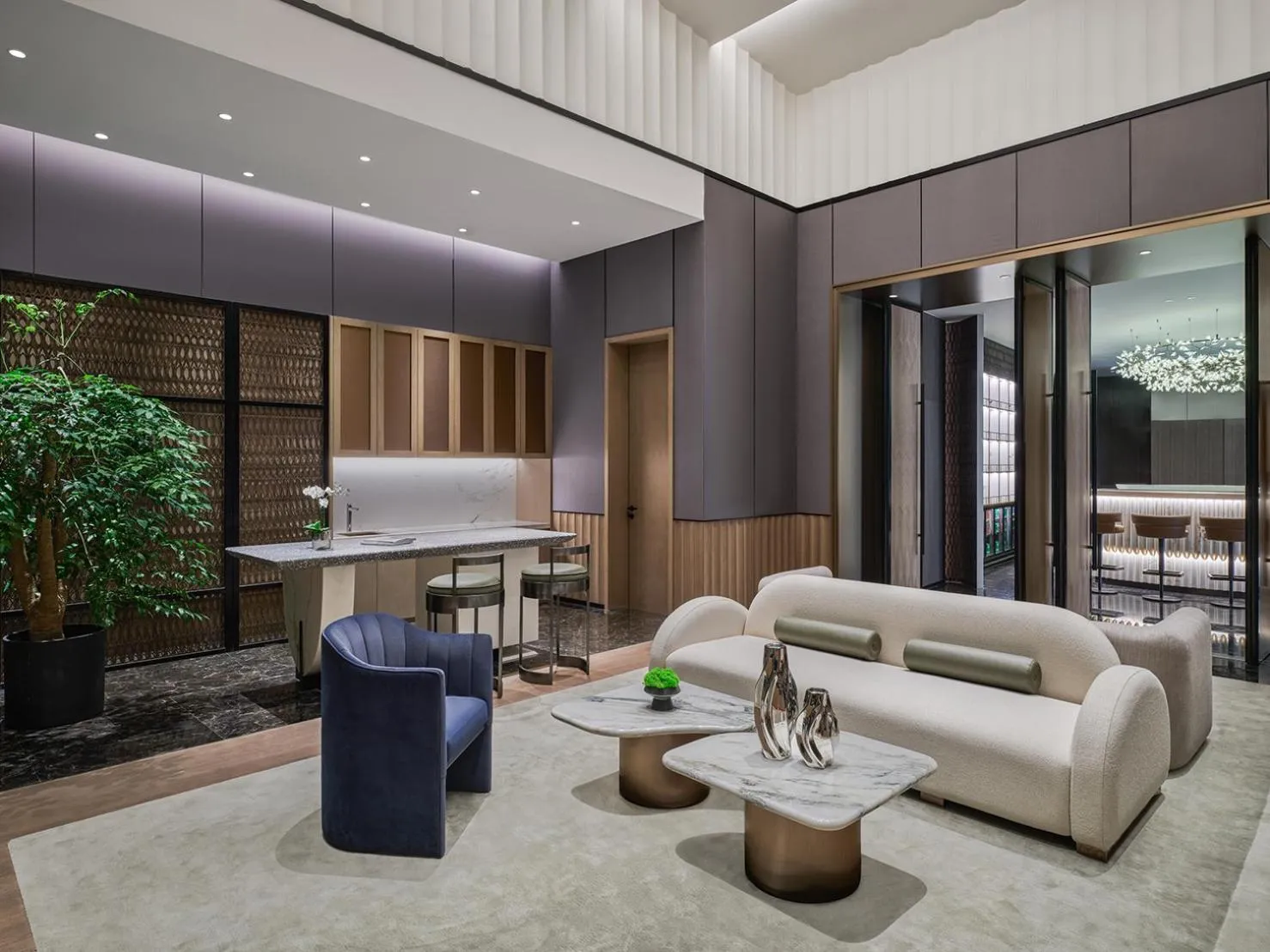 Seating area in InterContinental Shanghai Harbour City by IHG