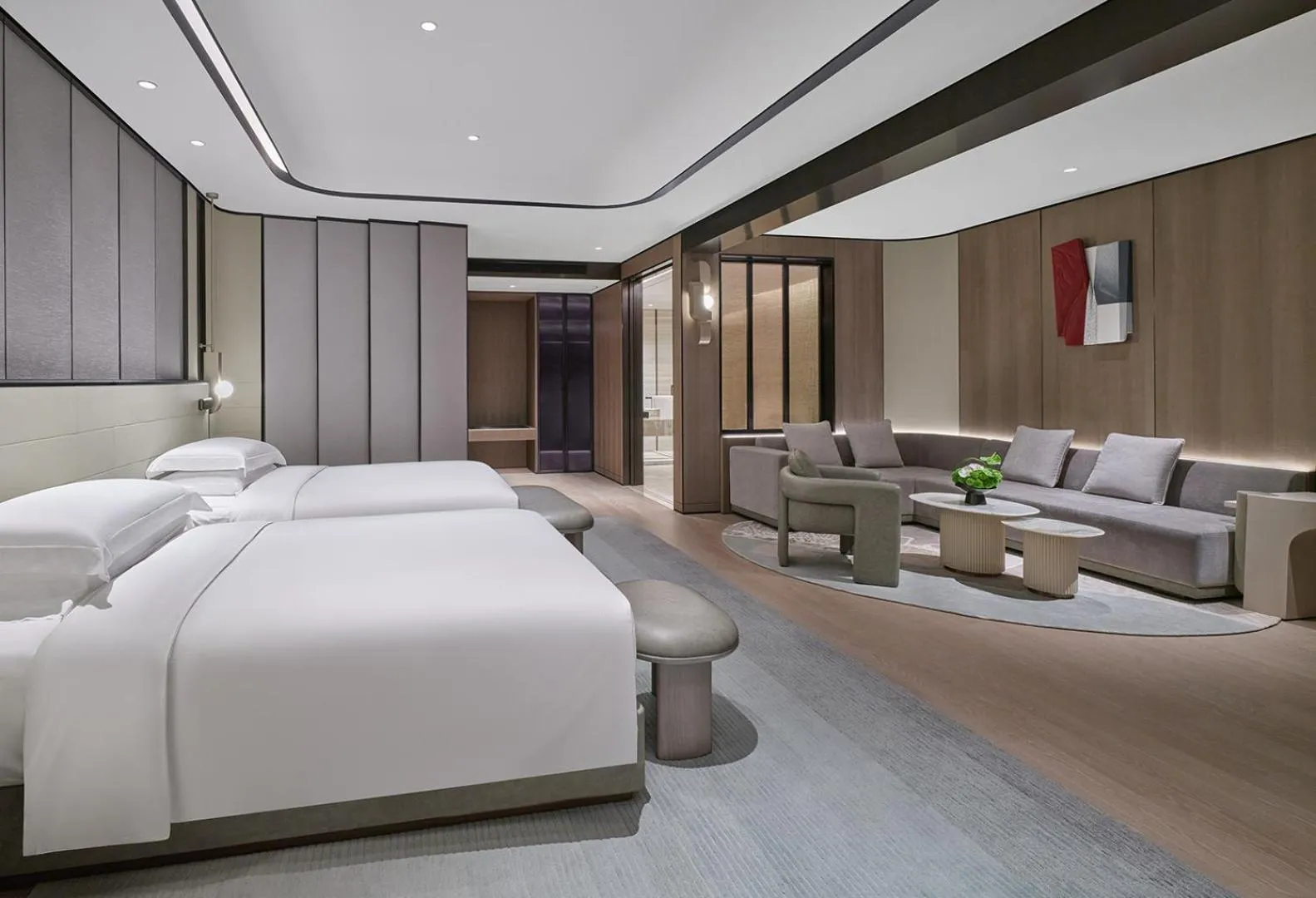 Photo of the whole room, Bed in InterContinental Shanghai Harbour City by IHG