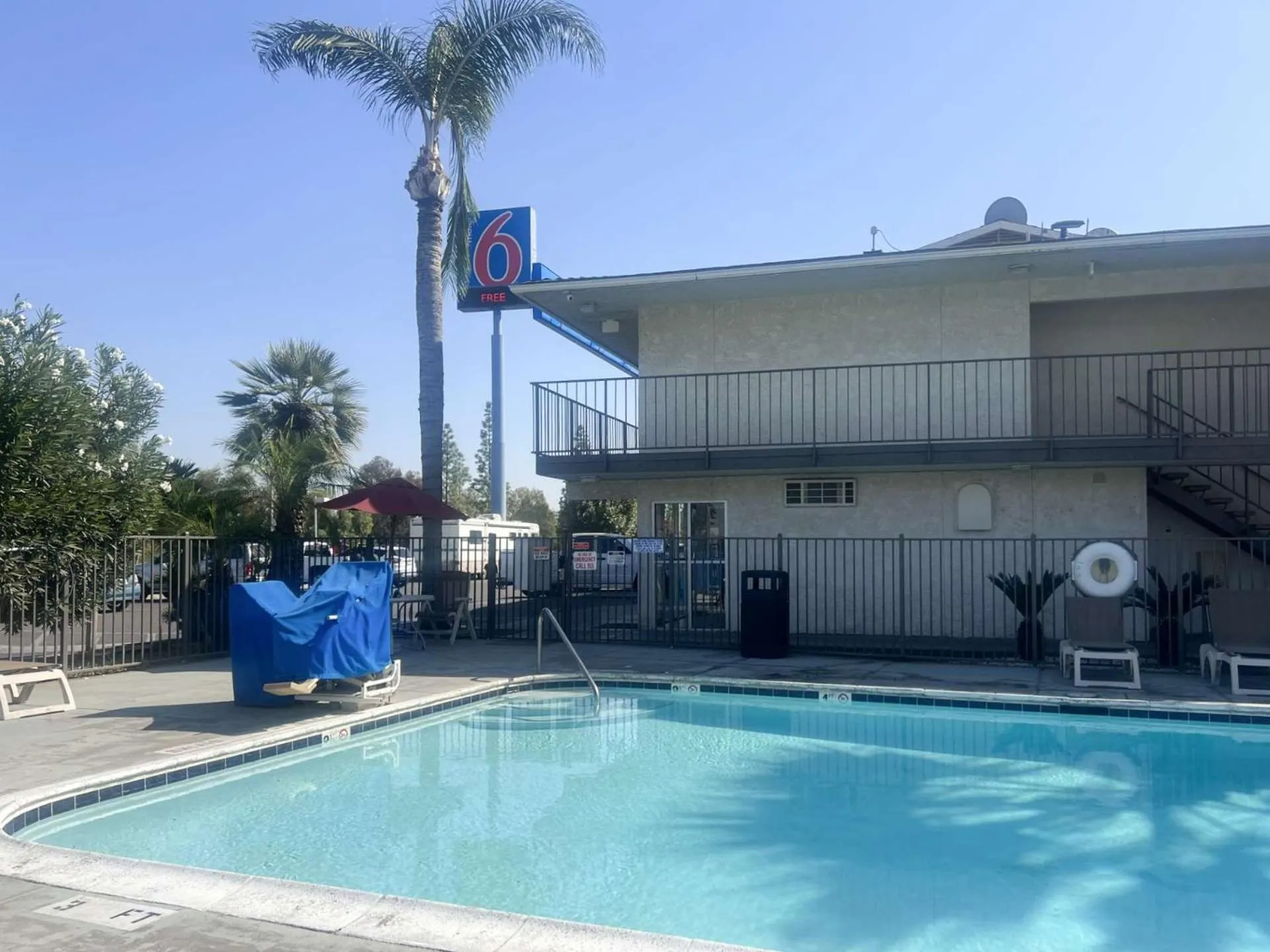 Pool view in Motel 6-Tulare, CA