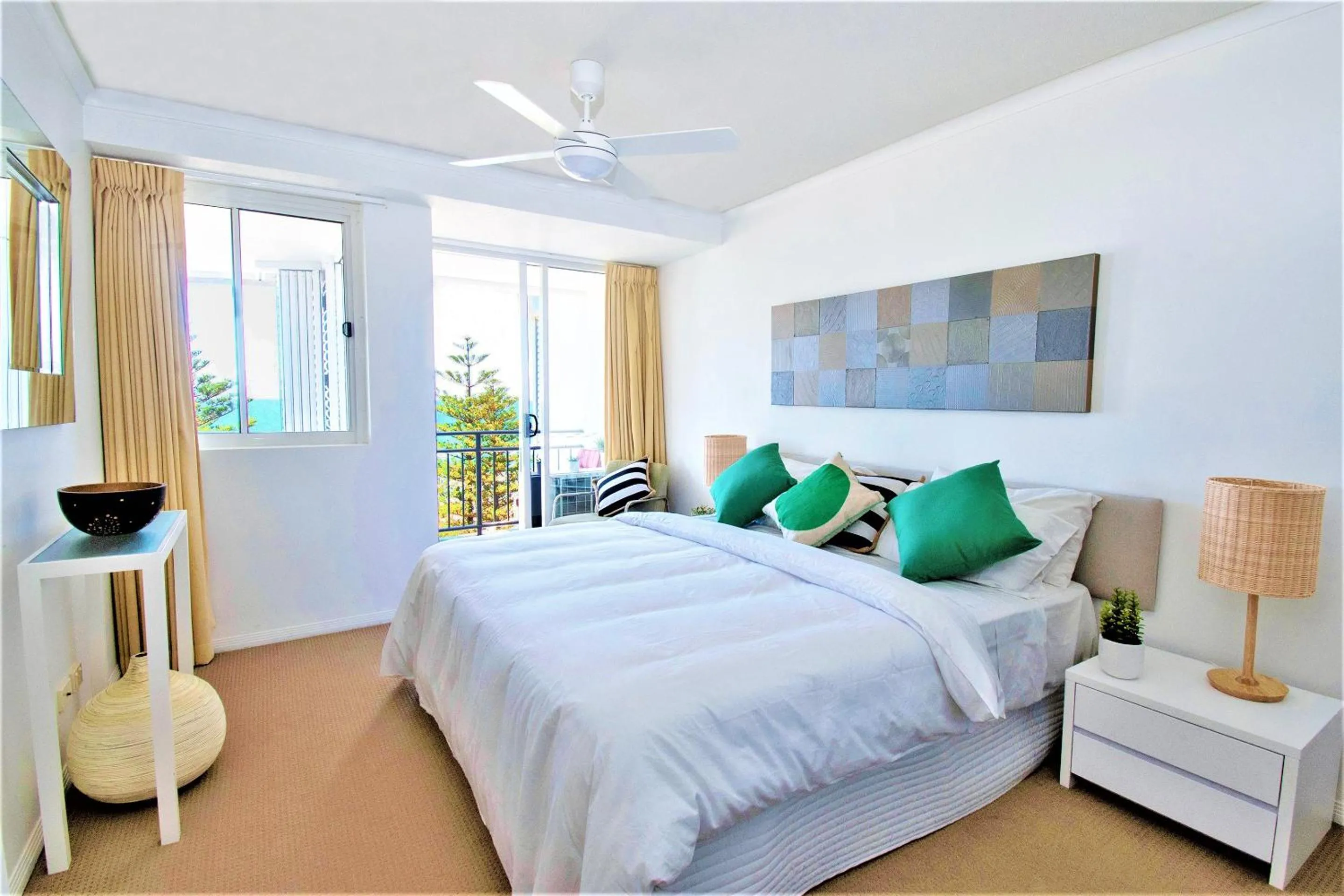 Bedroom, Bed in Indigo Blue