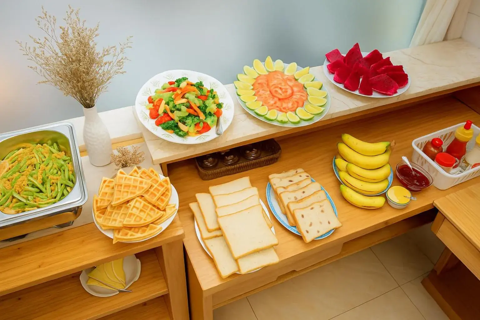 Buffet breakfast in Phan Anh Hotel - Bui Vien Walking Street Buffet breakfast in Phan Anh Hotel - Bui Vien Walking Street