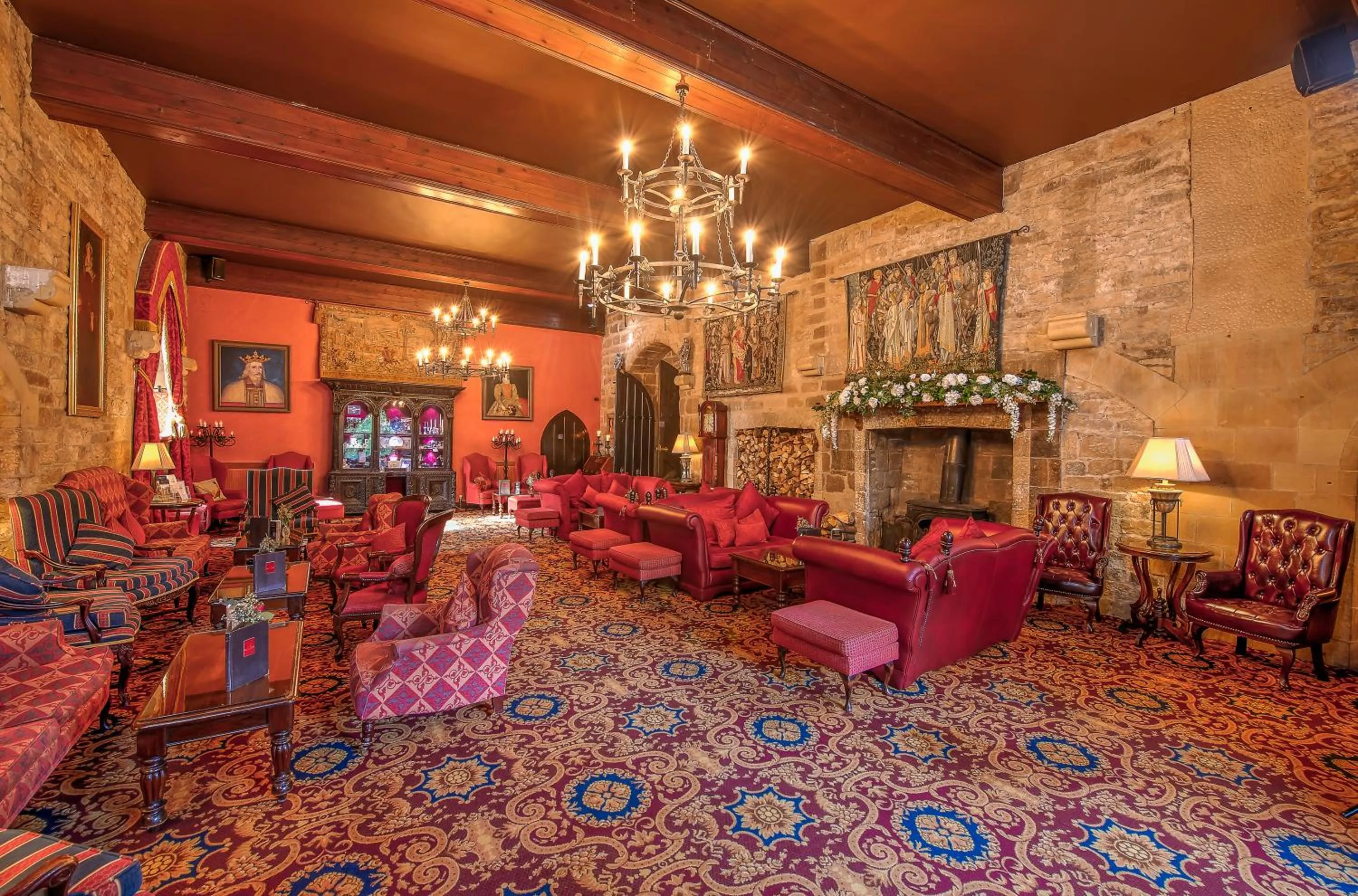Living room in Langley Castle Hotel
