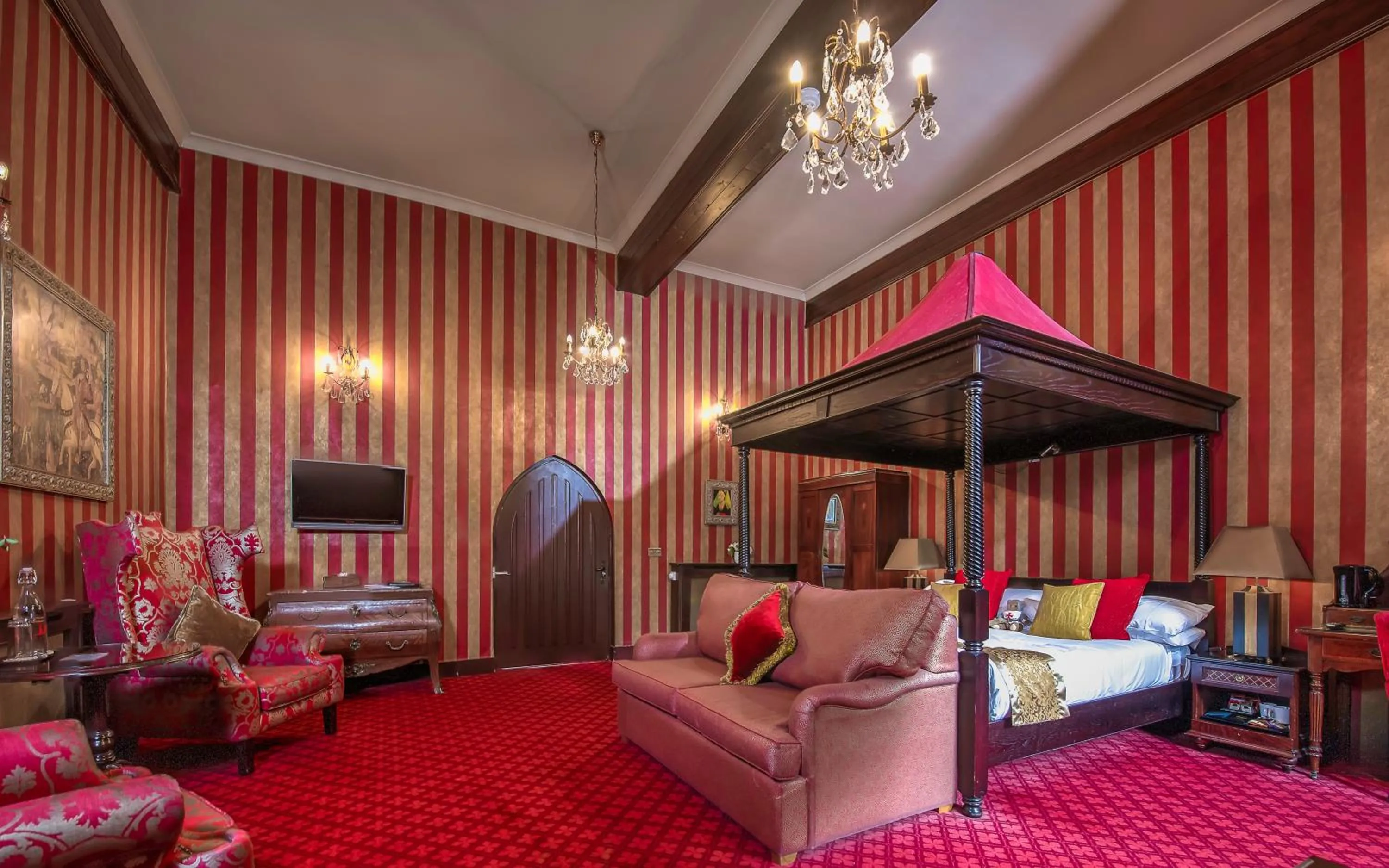 Bed in Langley Castle Hotel