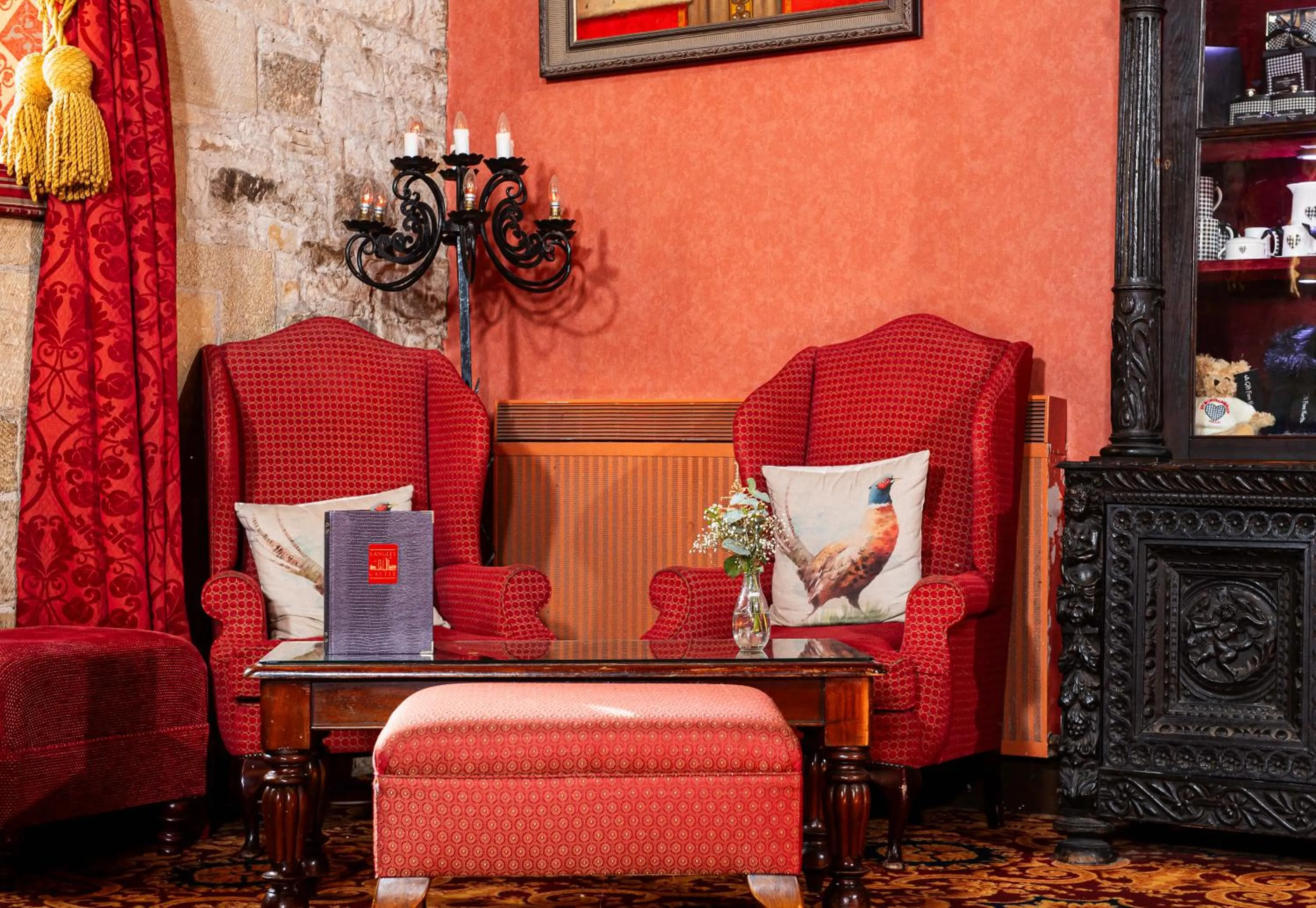 Living room in Langley Castle Hotel