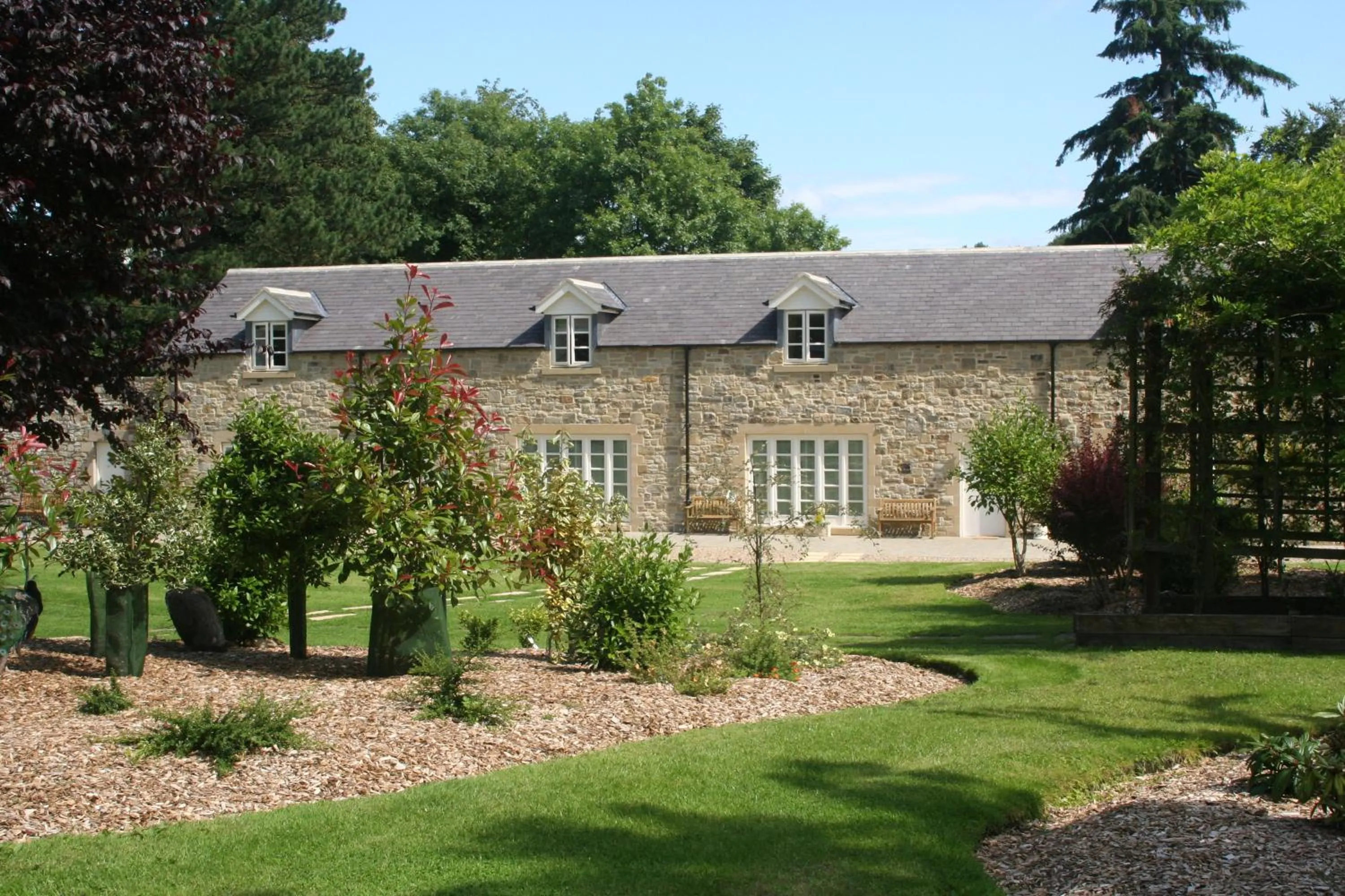 Garden view in Langley Castle Hotel