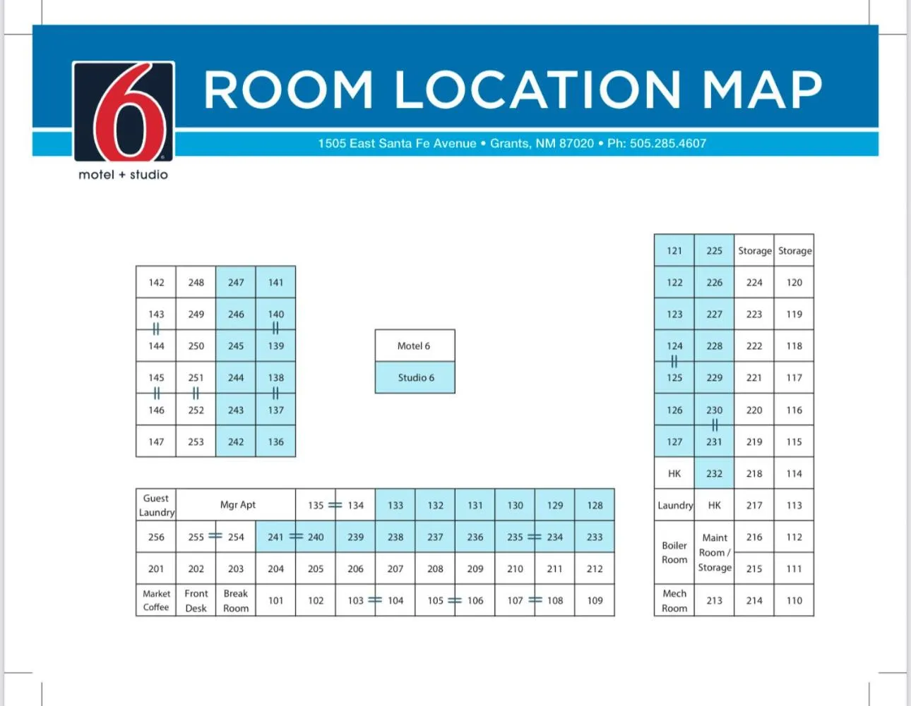 Floor plan in Motel 6-Grants, NM