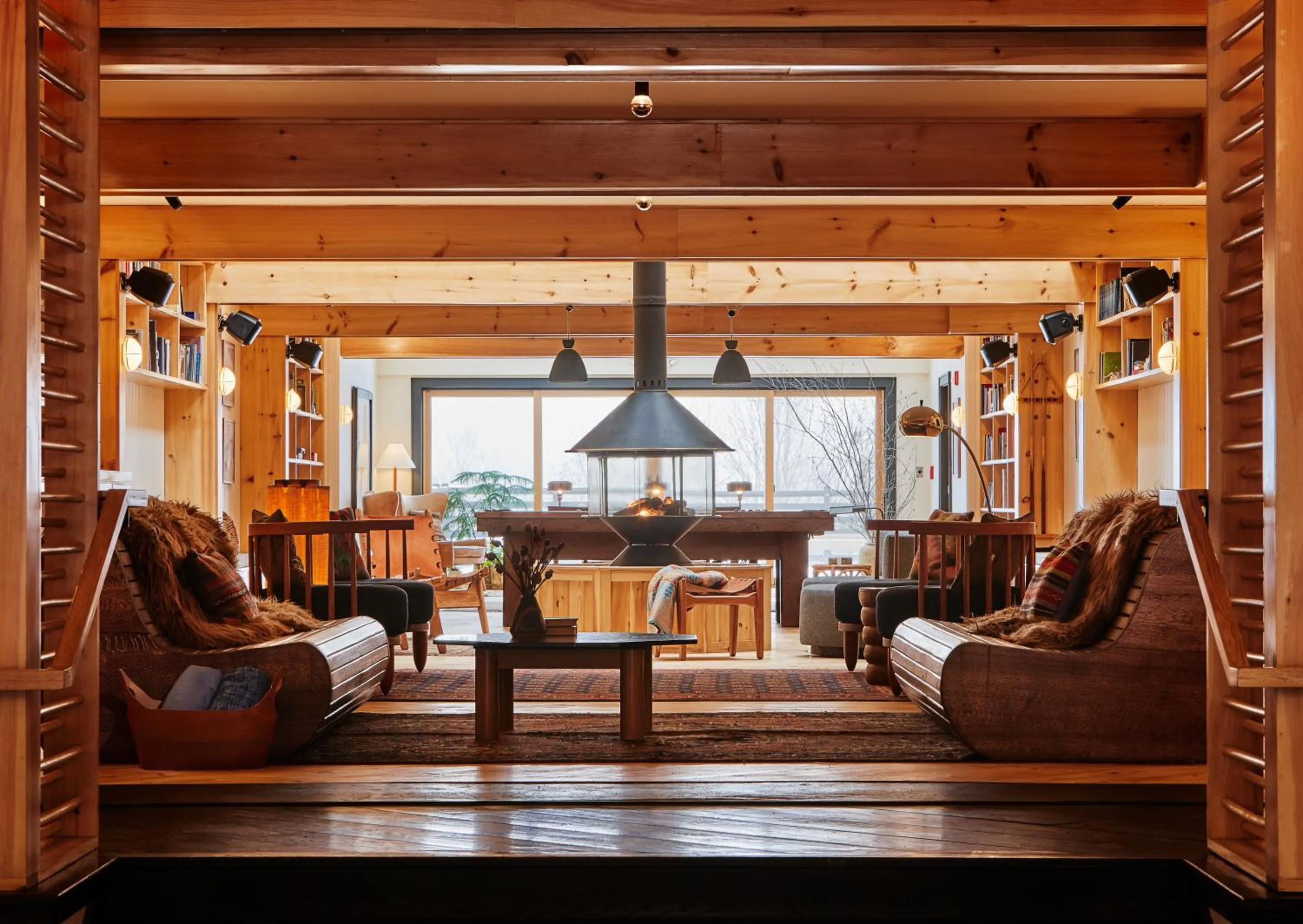 Library in Scribner's Catskill Lodge, a Member of Design Hotels