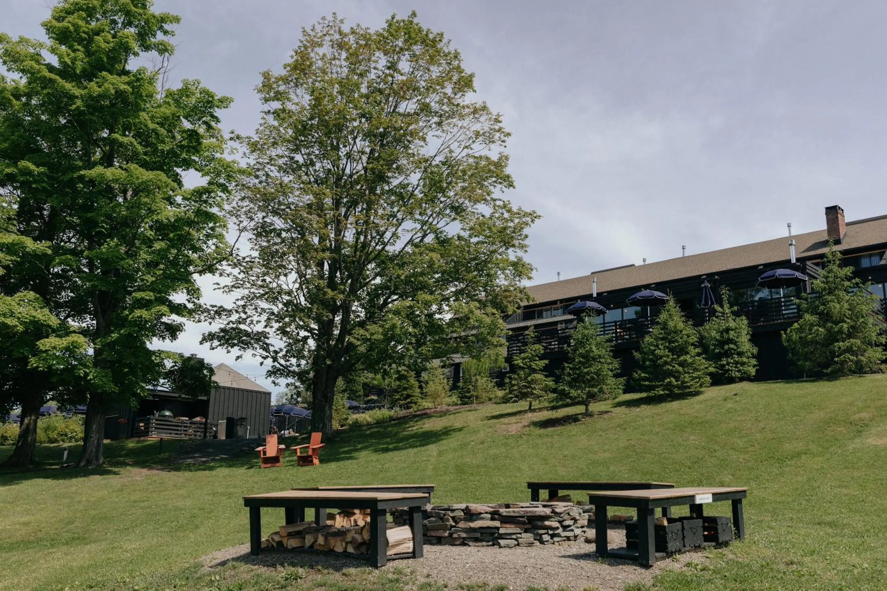 fireplace in Scribner's Catskill Lodge, a Member of Design Hotels