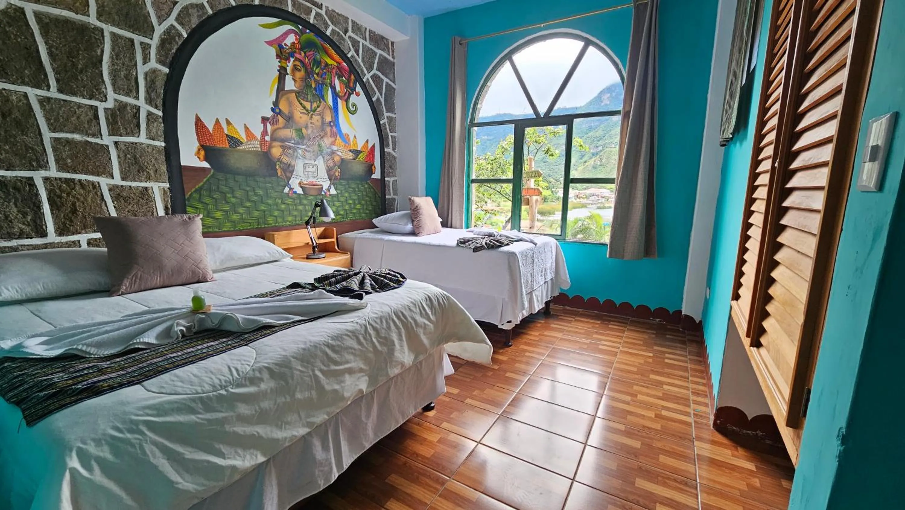 Bed in Eco Hotel Uxlabil Atitlan