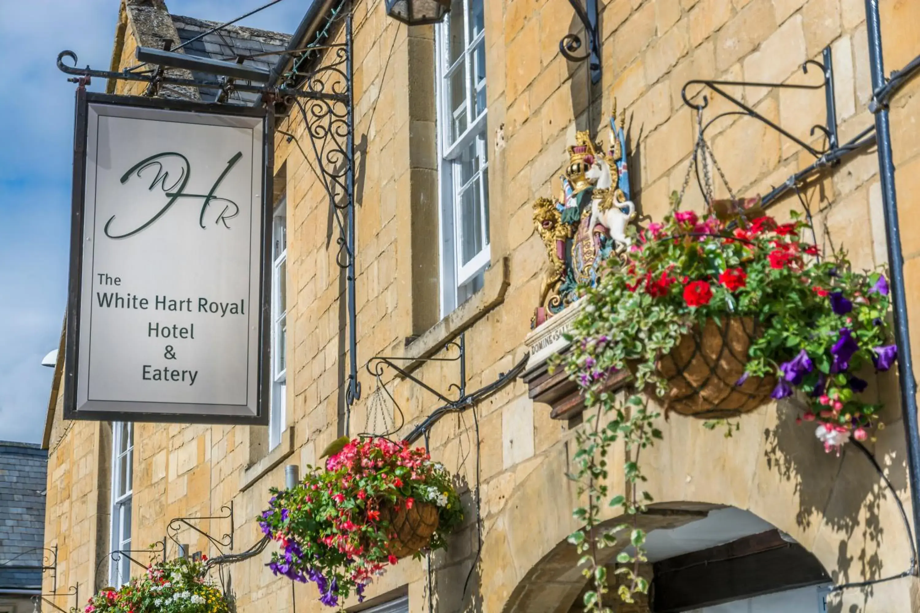 Facade/entrance in The White Hart Royal, Moreton-in-Marsh, Cotswolds