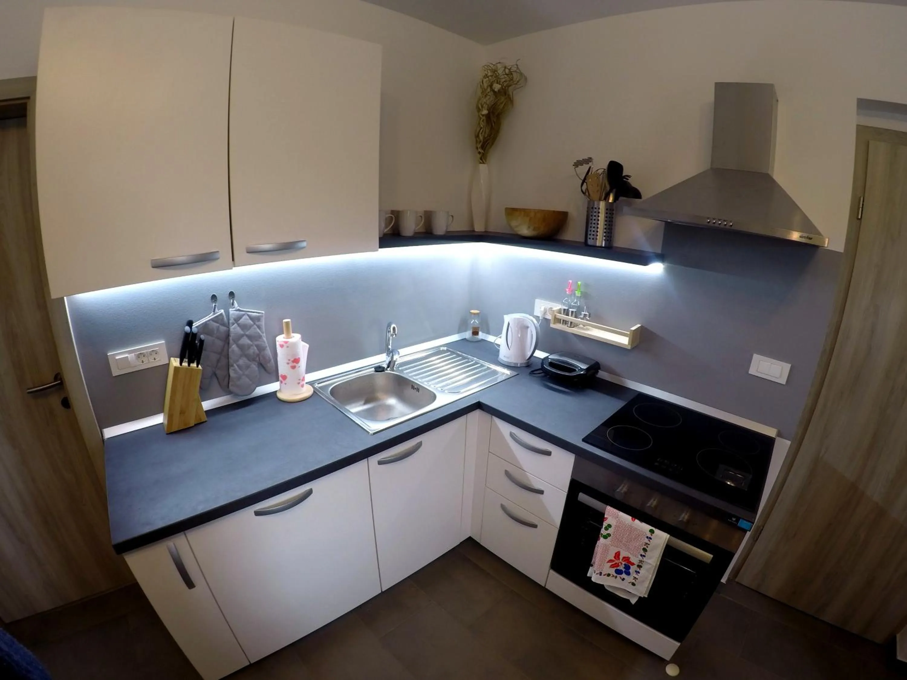 Kitchen or kitchenette in The Jungle Apartments and Rooms (Vila Džungla)