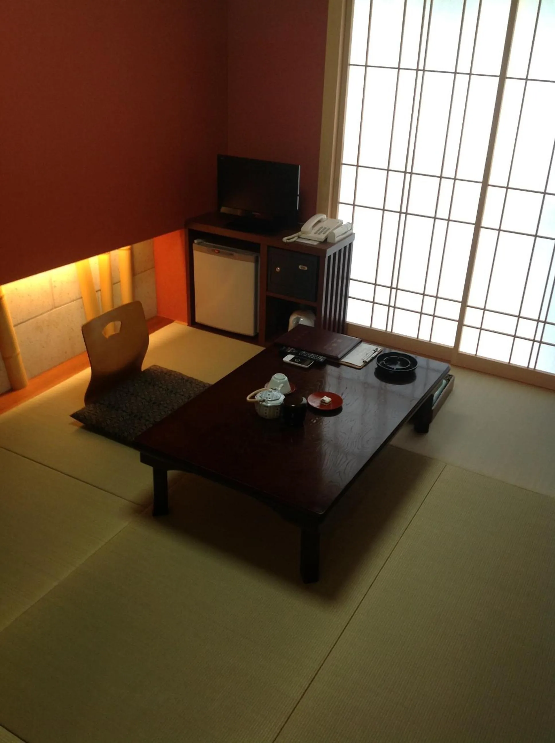Seating area in Matsumoto Ryokan