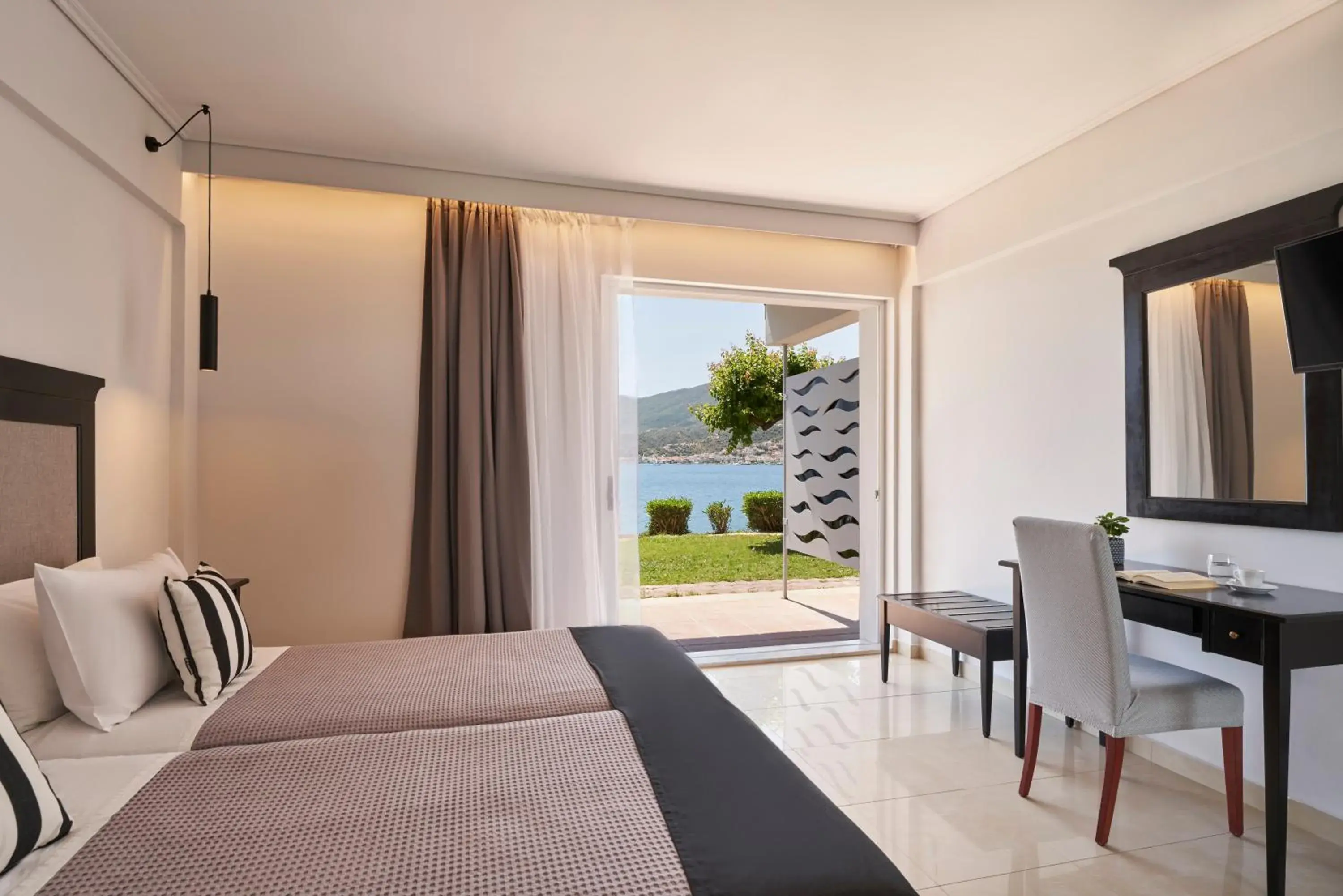 View (from property/room), Bed in Xenia Poros Image Hotel View (from property/room), Bed in Xenia Poros Image Hotel