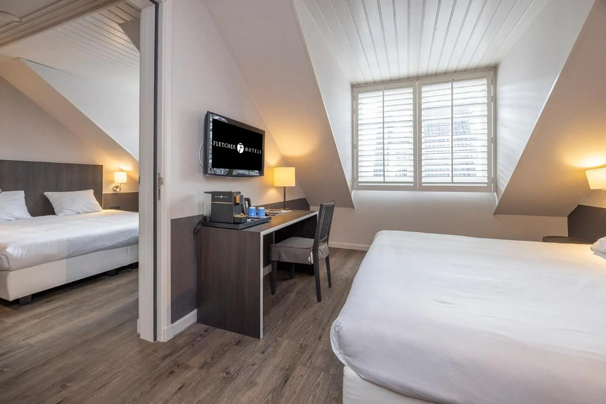 Bedroom, Bed in Fletcher Hotel - Restaurant Nautisch Kwartier Bedroom, Bed in Fletcher Hotel - Restaurant Nautisch Kwartier